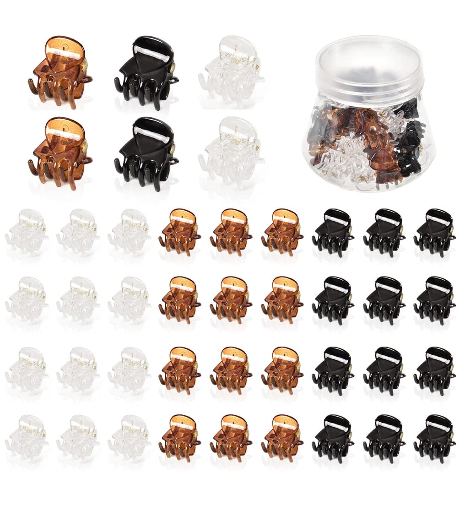 36 PCS Mini Hair Claw Clips for Women - 0.6 Inch Plastic Hair Jaw Clips for Styling Long Hair - Perfect Hair Accessories for Girls - Black Brown Clear - Buy Online on GoSupps.com