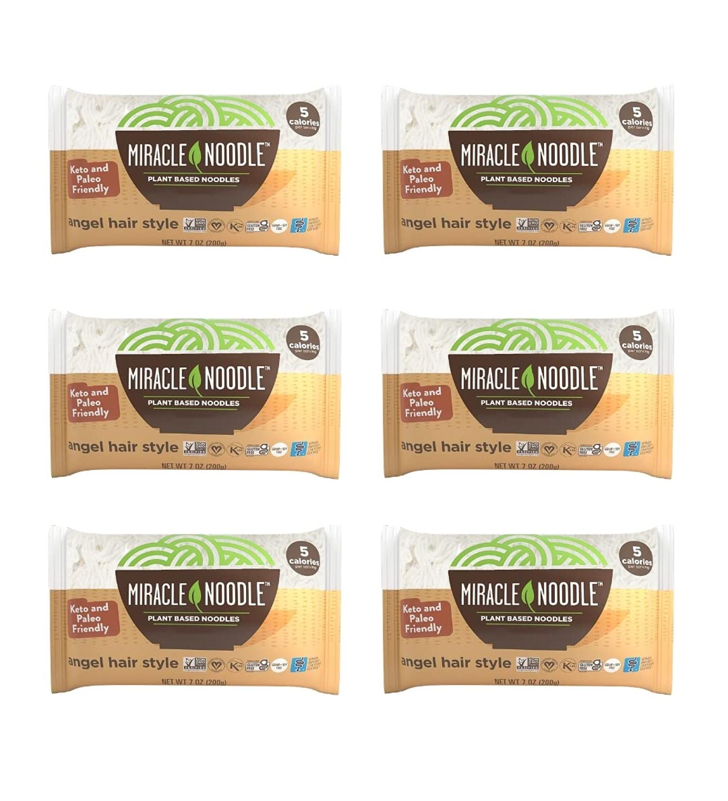 Miracle Noodle Angel Hair Pasta - Plant Based Shirataki Noodles - Keto, Vegan, Gluten-Free, Low Carb, Paleo - 7 oz (Pack of 6) - Buy Online on GoSupps.com