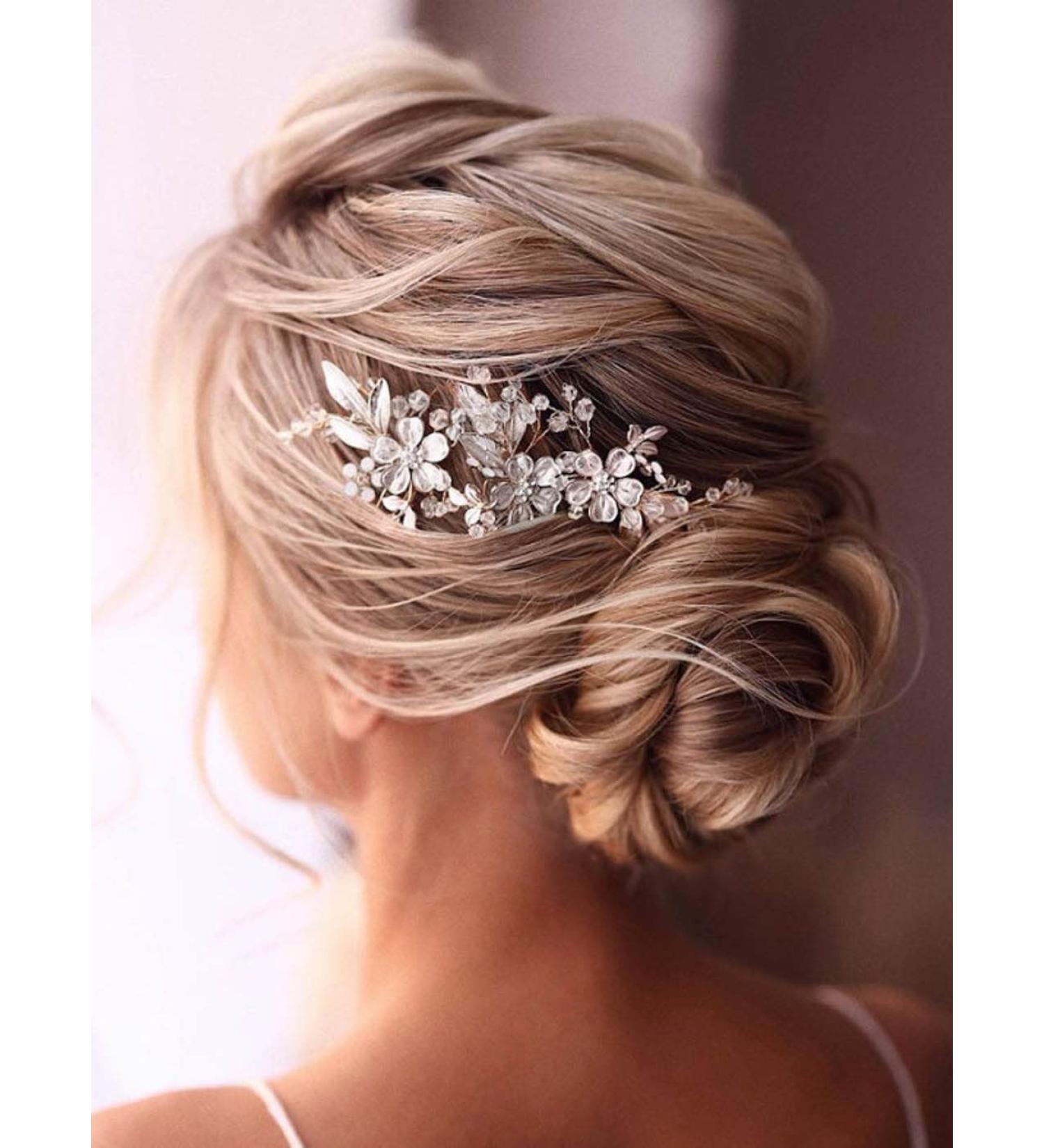 Edary Bridal Crystal Wedding Hair Comb - Flower & Leaf Hair Accessories for Women & Girls (2 Pack) - Buy Online on GoSupps.com