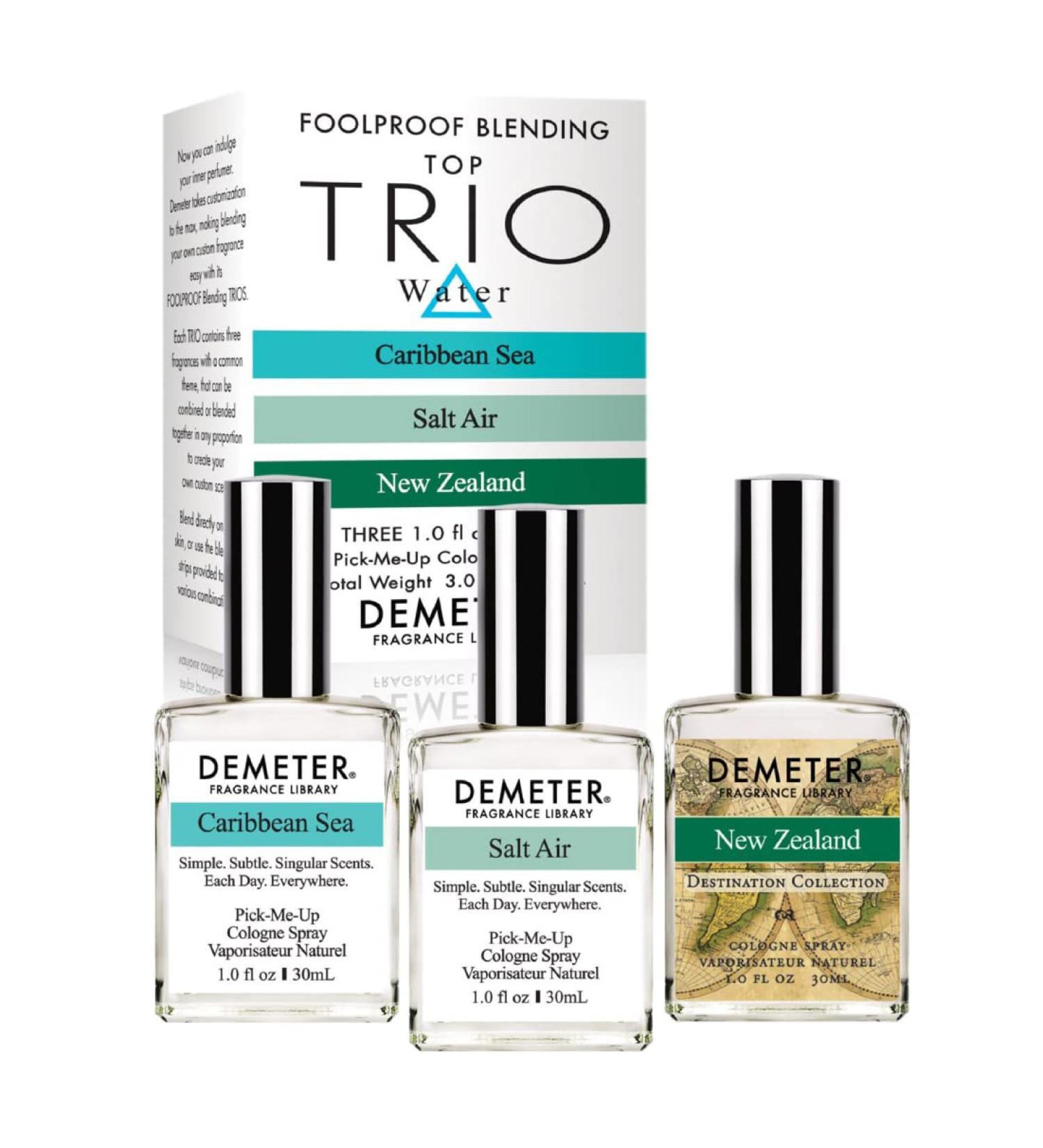 DEMETER Water Foolproof Blending Set of 3 Perfumes - Caribbean Sea Salt Air New Zealand - 3 Unique 1 Oz Cologne Sprays - Buy Online on GoSupps.com