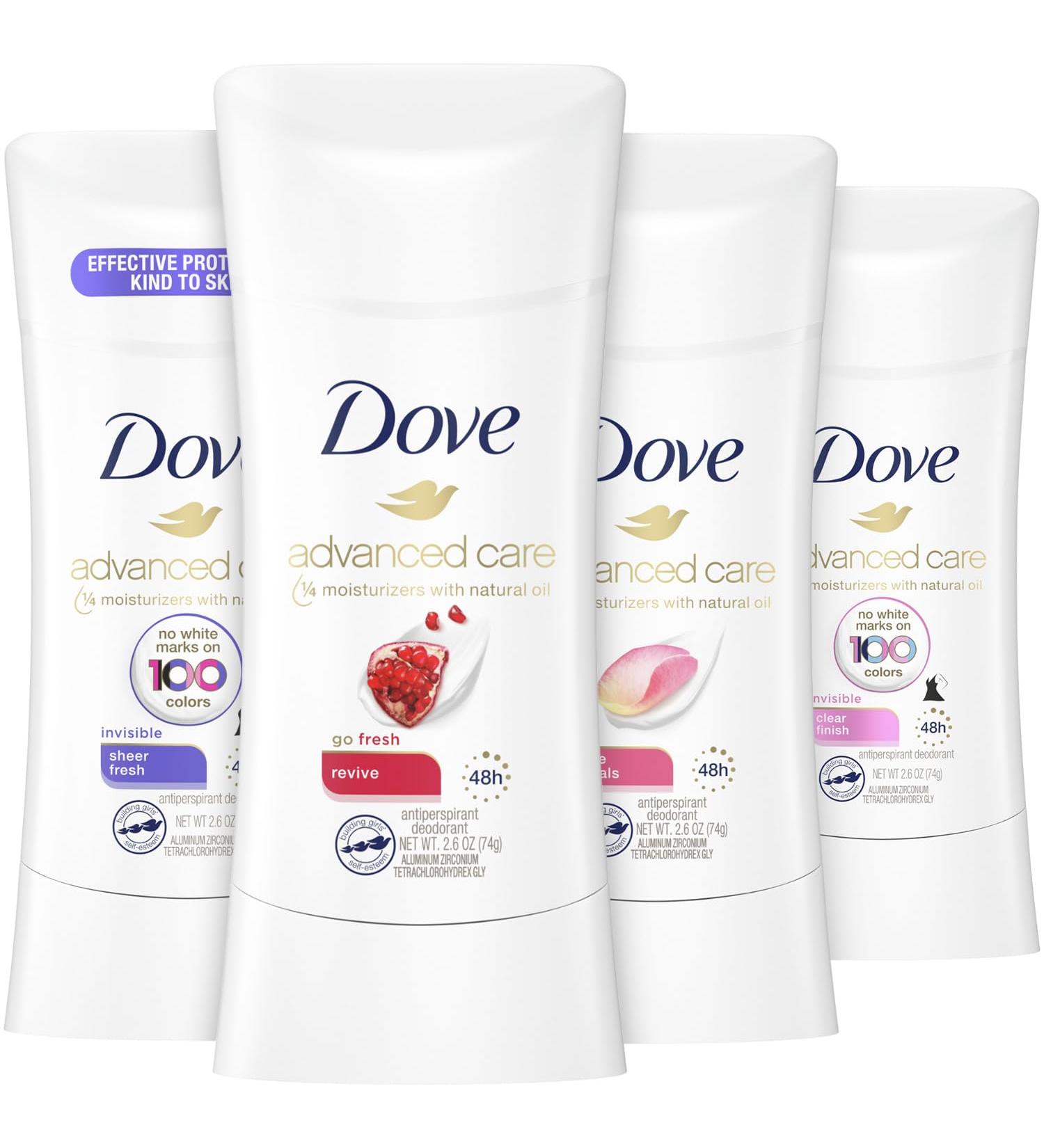 Dove Deodorant Set - 48-Hour Advanced Care Antiperspirant for Women | Soothing Sensitive Skin | 4-Piece with Nourishing Oils | Buy Internationally - Buy Online on GoSupps.com