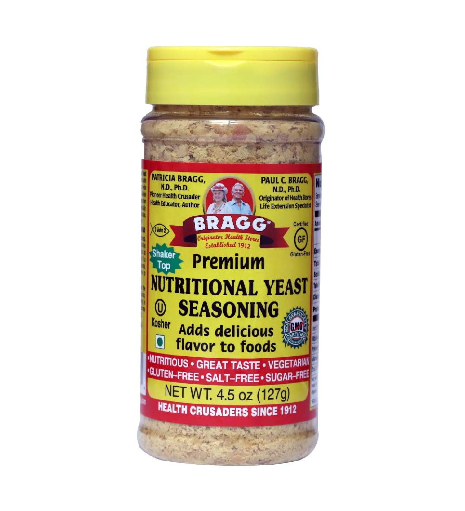 Bragg Nutritional Yeast Flakes â€“ Vegan Gluten-Free Cheese Alternative, High Protein & Vitamins â€“ Non-GMO, 4.5 oz - Buy Online on GoSupps.com