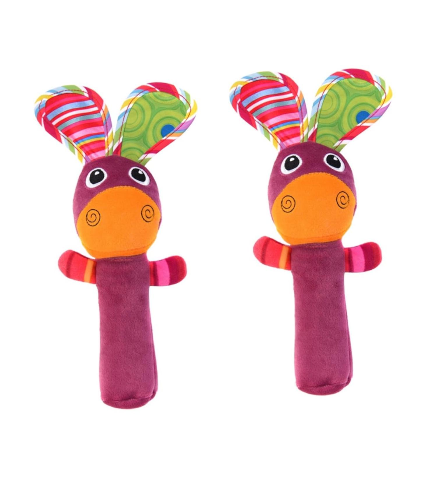 UPKOCH 2pcs Plush Hand Rattle Toys for Toddlers - Soft Stuffed Animal Rattles | Ideal Gift for Infants - Brown Color - Buy Online on GoSupps.com
