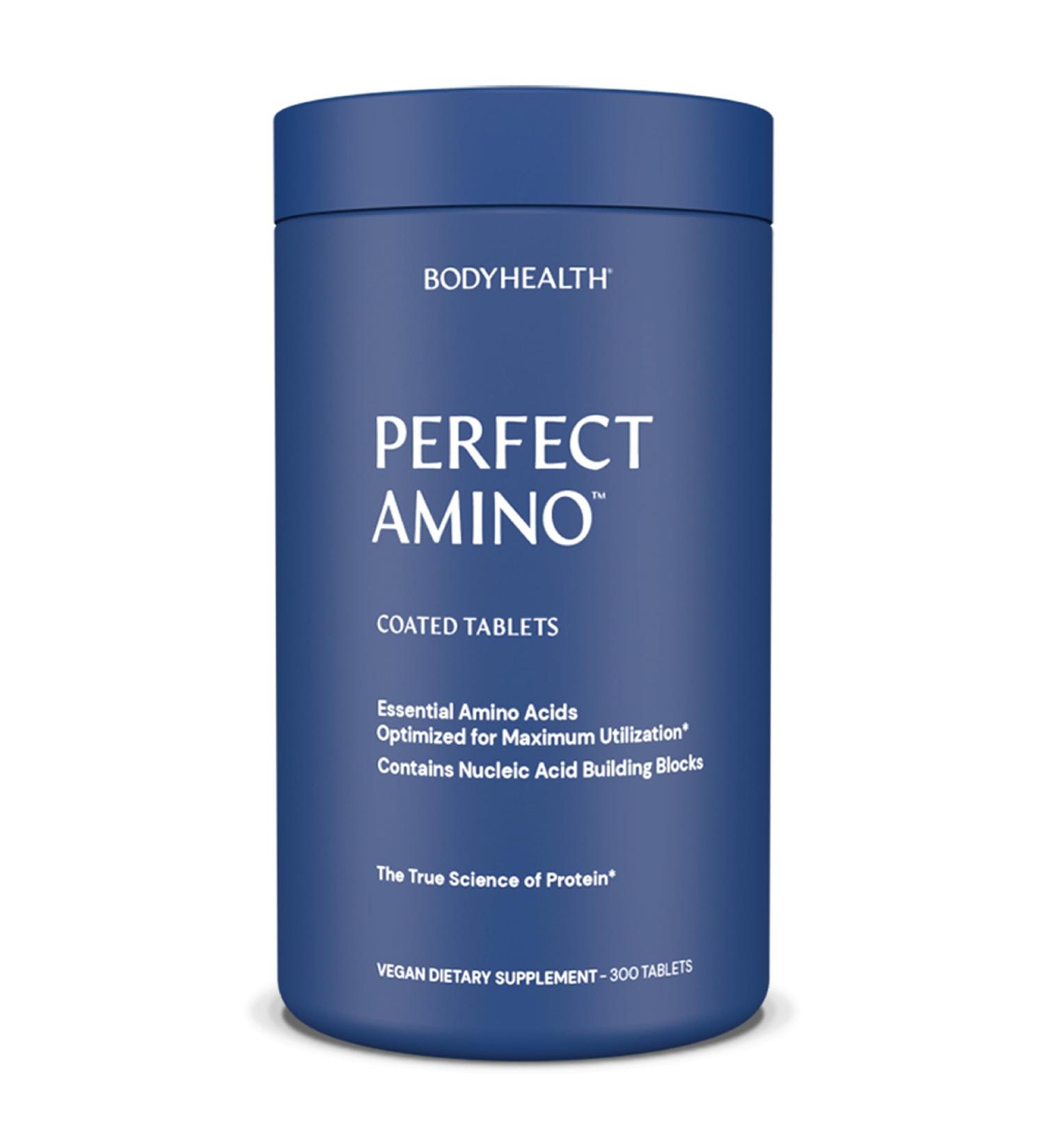 BodyHealth PerfectAmino (300 ct) Easy to Swallow Tablets, Essential Amino Acids Supplement with BCAAs, Vegan Protein for Pre/Post Workout & Muscle Recovery with Lysine, Tryptophan, Leucine, Methionine 60 Servings (Pack of 1) - Buy Online on GoSupps.com