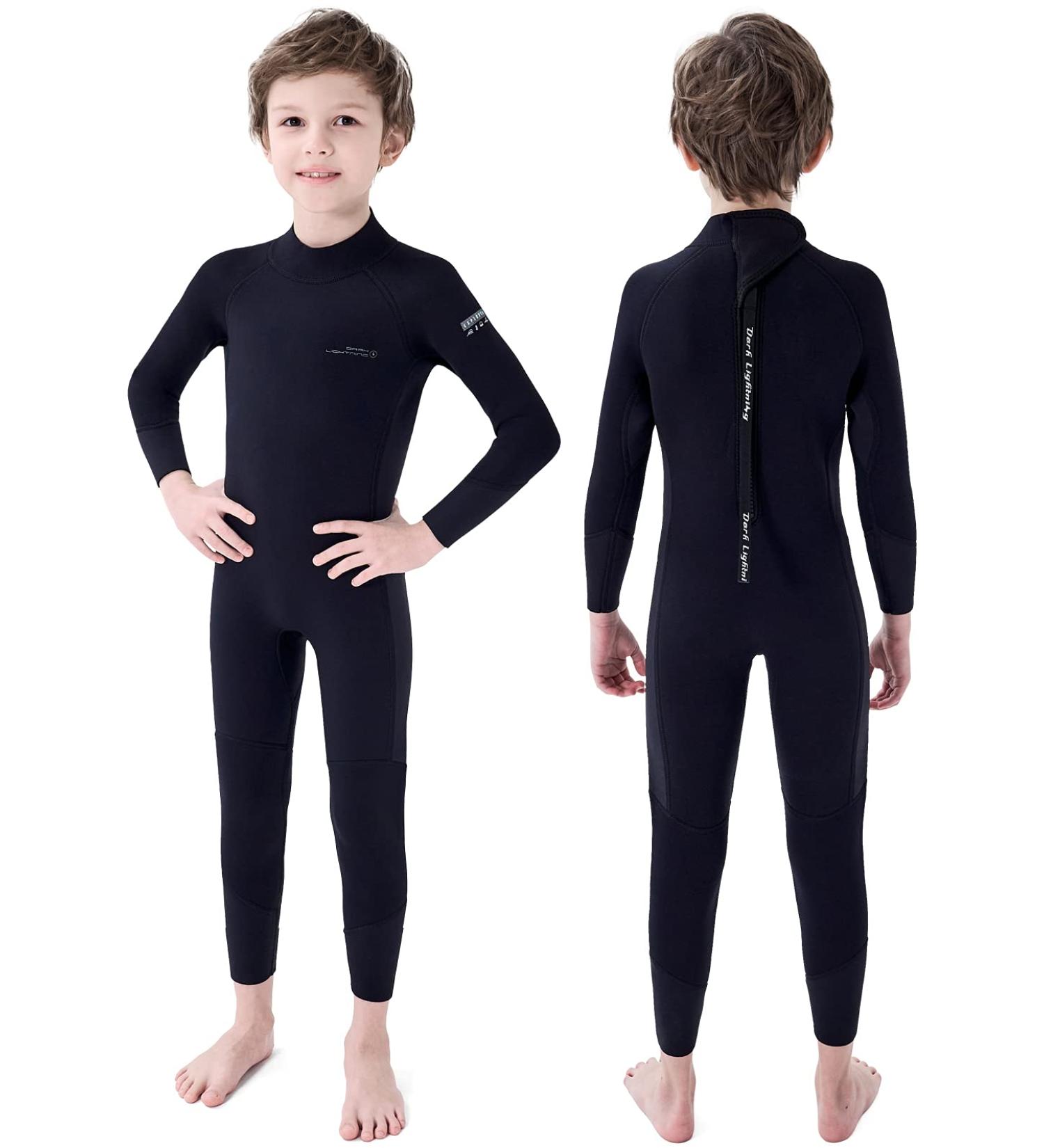 Dark Lightning Kids 3/2mm Neoprene Thermal Wetsuit - Full-Black, Size 4 - Buy Online on GoSupps.com