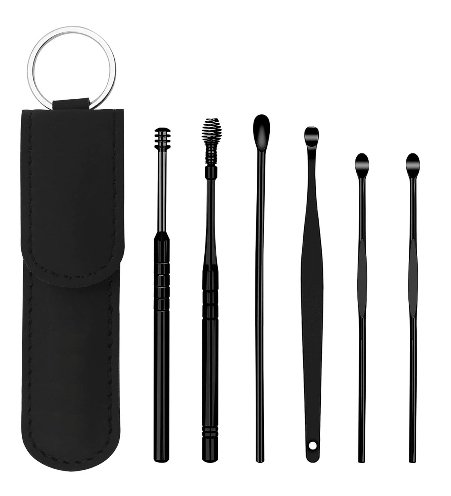6pc Steel Earwax Cleaner Tool Set with Storage Box - Black - Buy Online on GoSupps.com