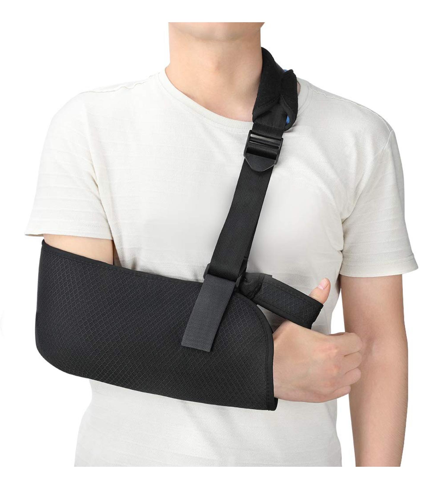 Adjustable Arm Loop & Shoulder Immobilizer Bandage - Soft Padded Strap for Broken Arms & Wrists - Unisex Black Ideal for Adults | International Shipping - Buy Online on GoSupps.com