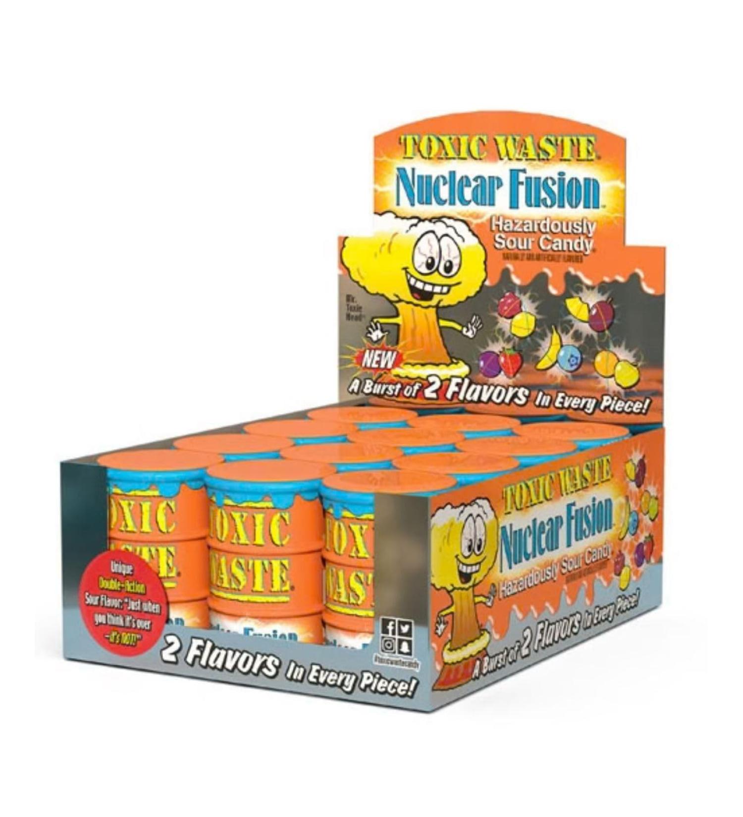 Toxic Waste Candy Orange Drums 12 pack 42g per can - Mixed Fruits Original from USA