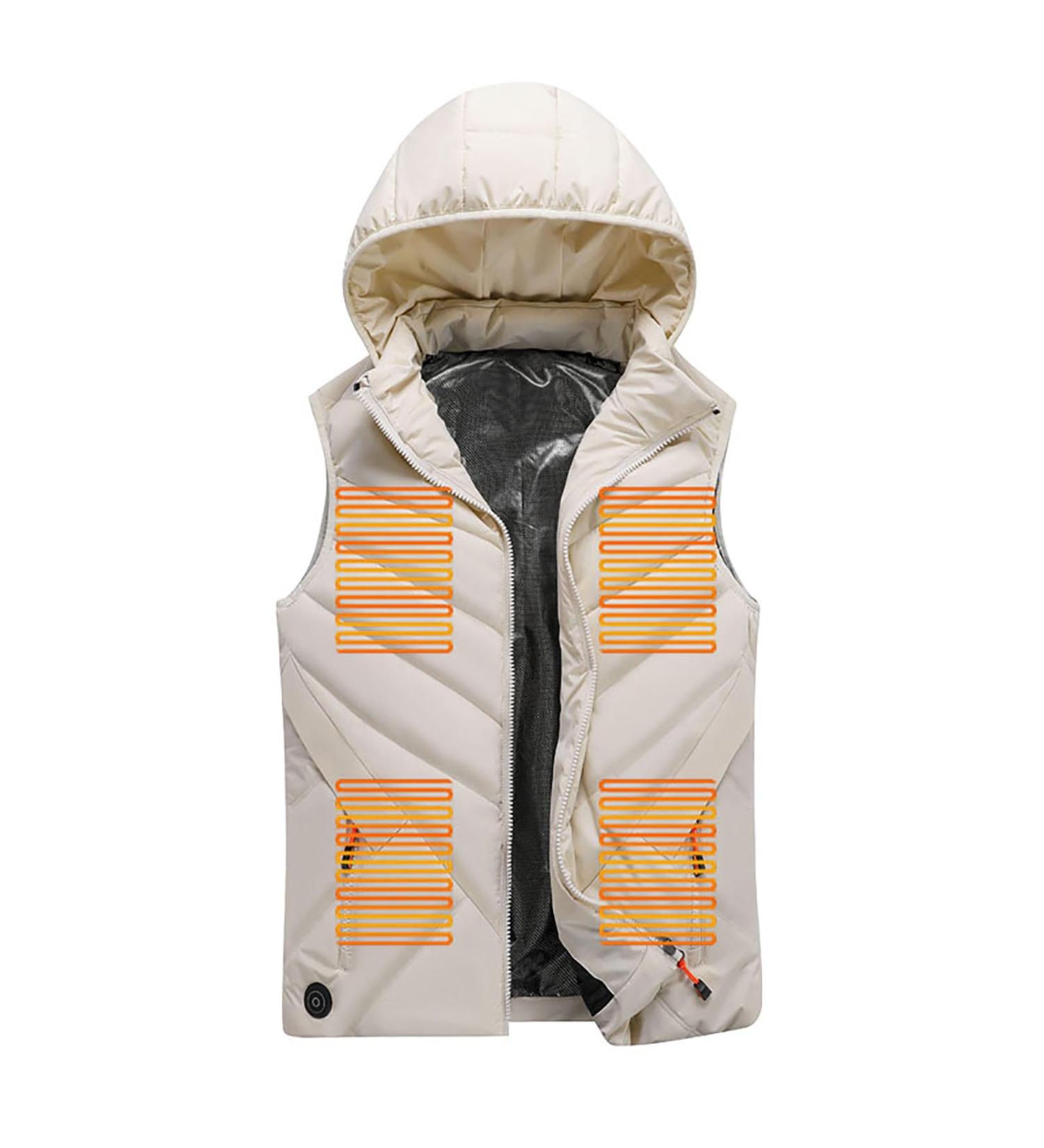 Yihaojia USB Heated Vest for Men with Hood Lightweight USB Charging Electric Body Warmer Vest for Hunting Hiking Camping White#41 Large - Buy Online on GoSupps.com