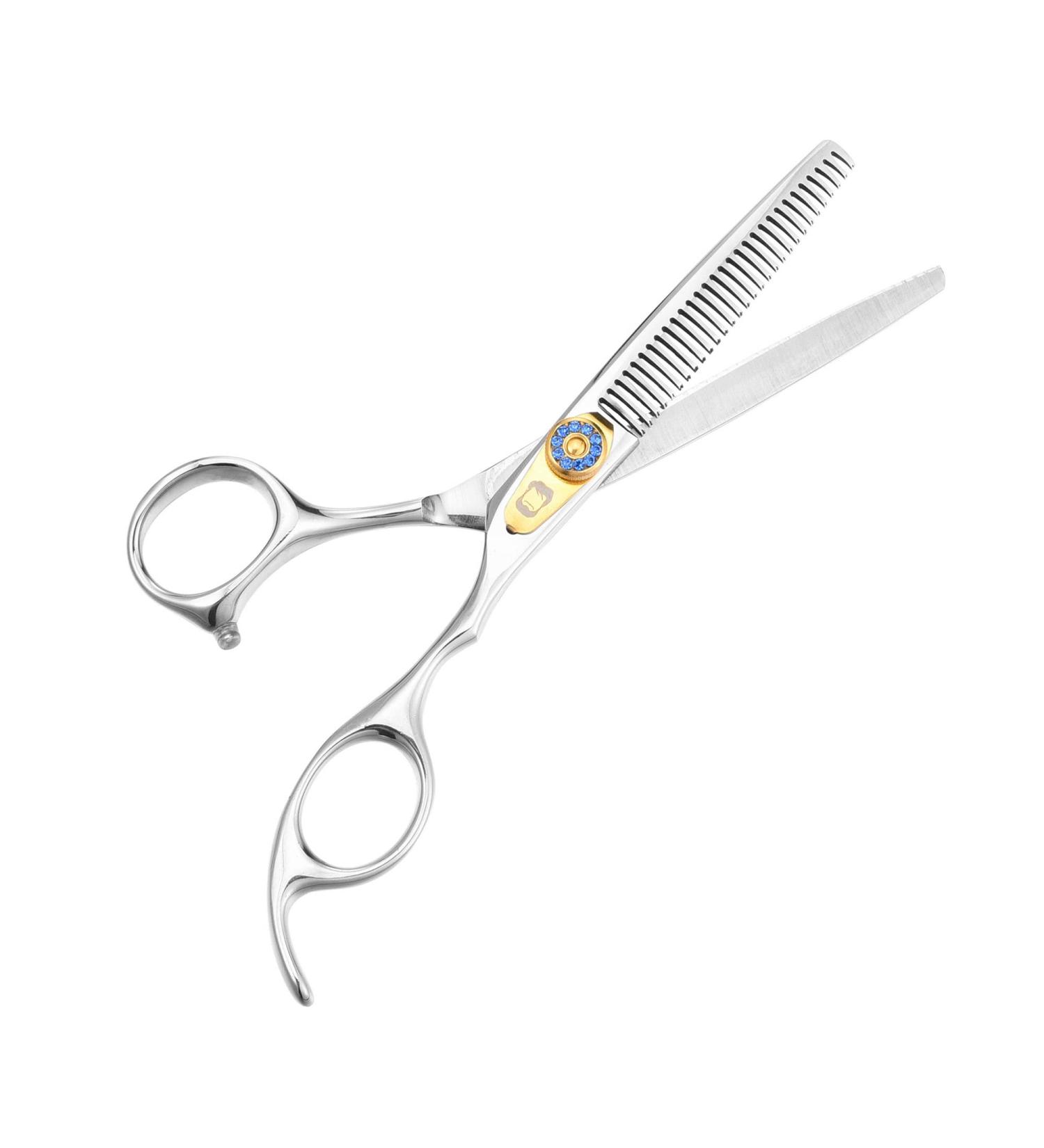 Filhome Professional Thinning Scissors for Dogs - Double Sided Stainless Steel Blades - Grooming Shears for Pets - Blue Crystal Screw - Buy Online on GoSupps.com