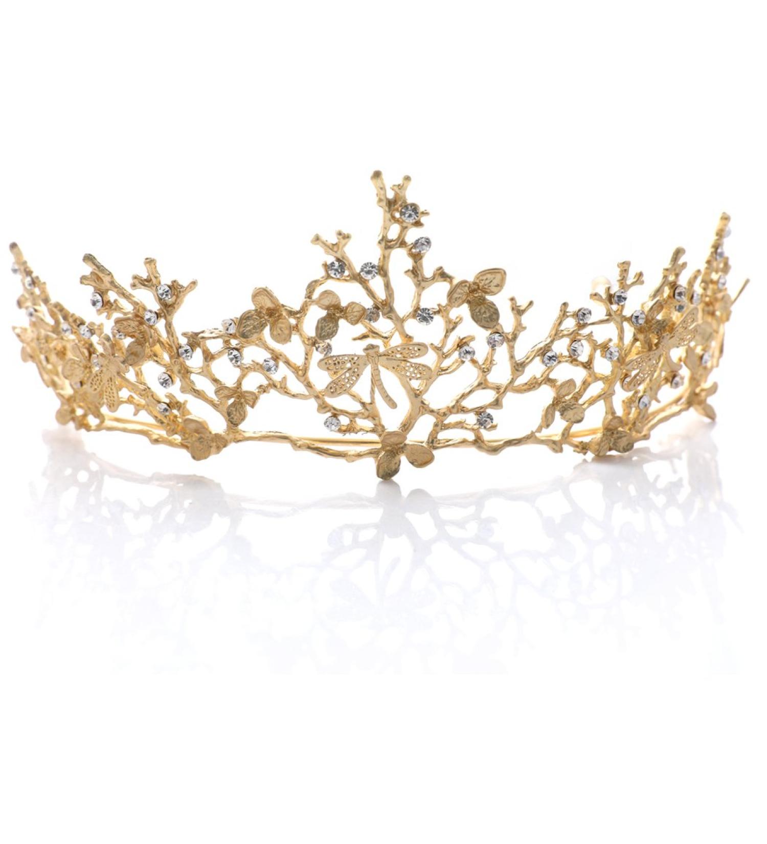 Yean Gold Wedding Crown Baroque Vintage Rhinestone Tiara for Women and Men - Buy Online on GoSupps.com