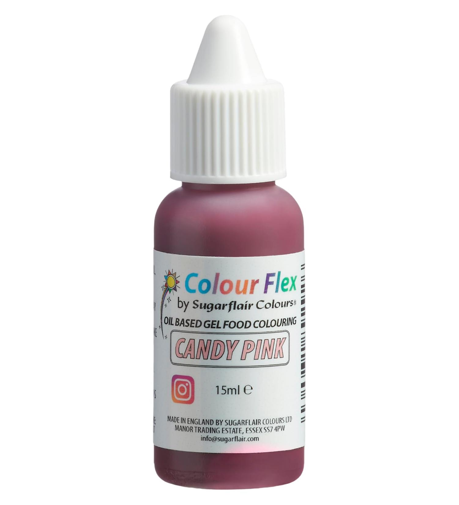 Colour Flex Candy Pink Oil Based Food Colouring Gel For Colouring High Fat Foods Buttercream Chocolate Batters Fondant Icing & More - 15ml