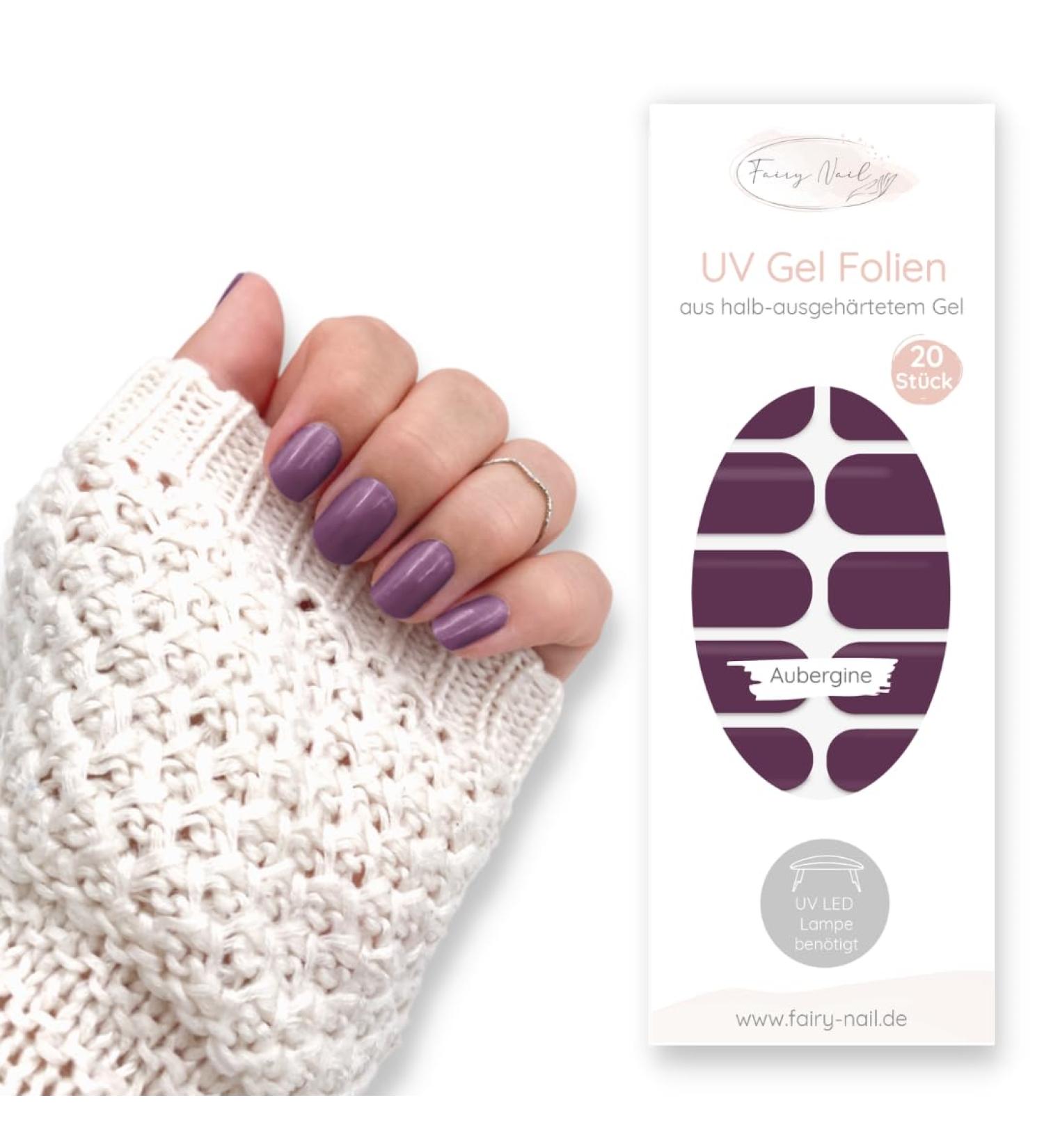 Fairy Nail UV Foils - Self-Adhesive Gel Nail Wraps (20pcs) | Eggplant Color | Easy Nail Art - Buy Online on GoSupps.com