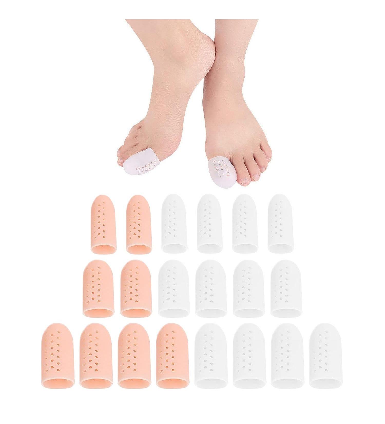 20 Breathable Silicone Toe Protectors - Relief for Corns Blisters & Hammer Toe | Skin Tone White 3 Sizes Available - Buy Online on GoSupps.com
