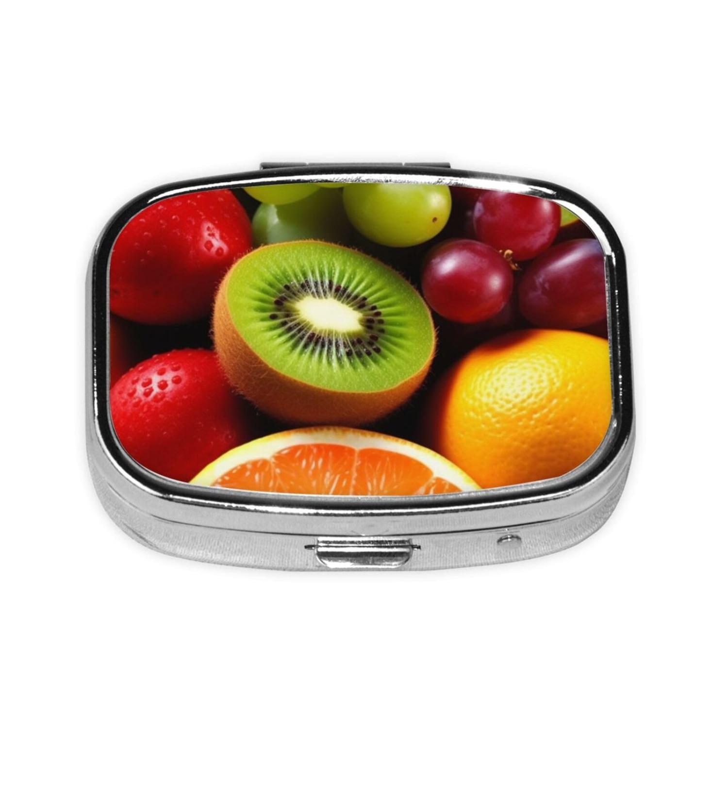 Fresh Fruit Printed Square Pill Box | Portable Travel Medicine Organizer - Shop Now - Buy Online on GoSupps.com
