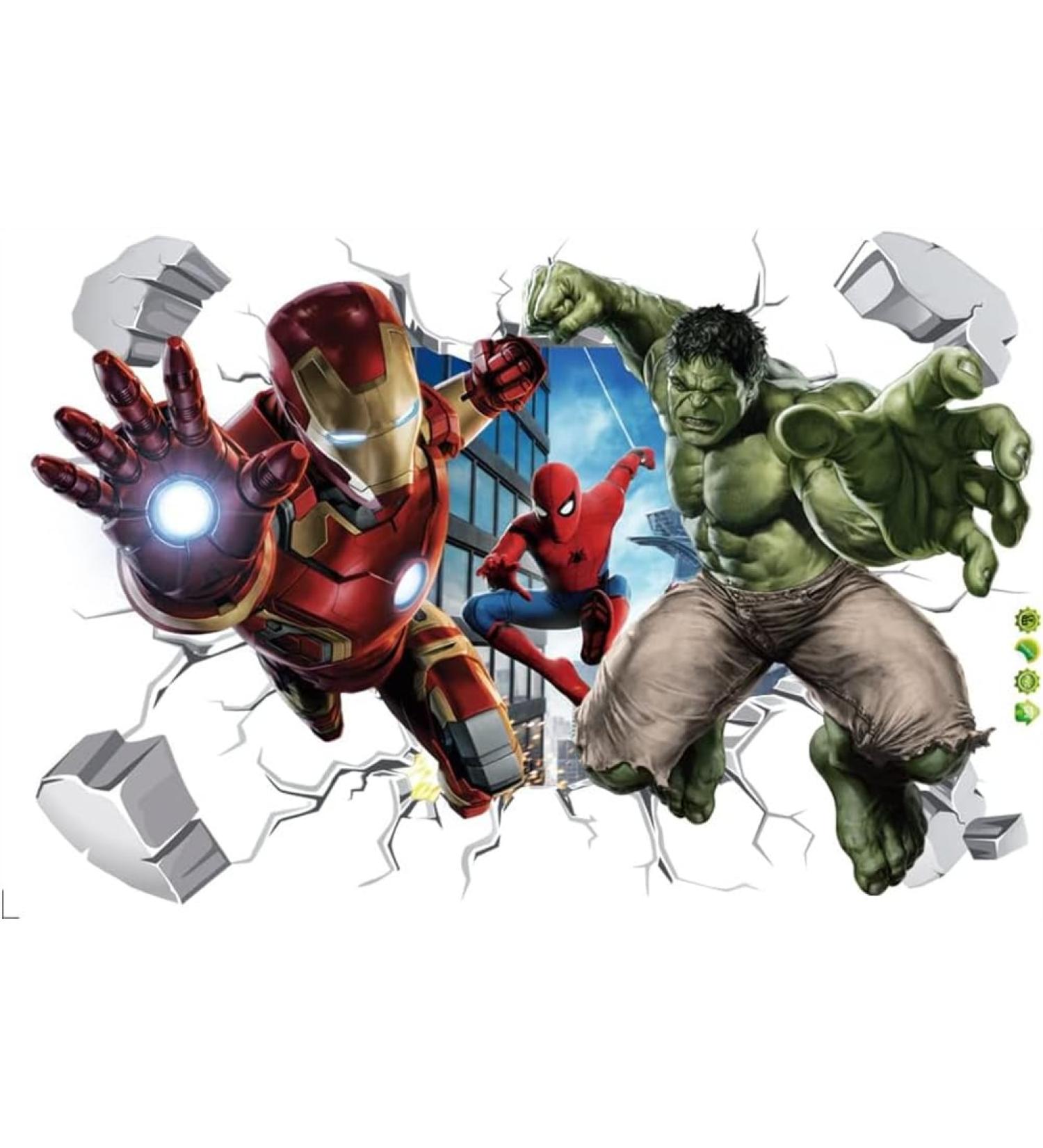 Hulk 3D Wall Stickers - Avengers Robot Breaking Wall Decals for Bedrooms - Wall Art Decor - Buy Online on GoSupps.com