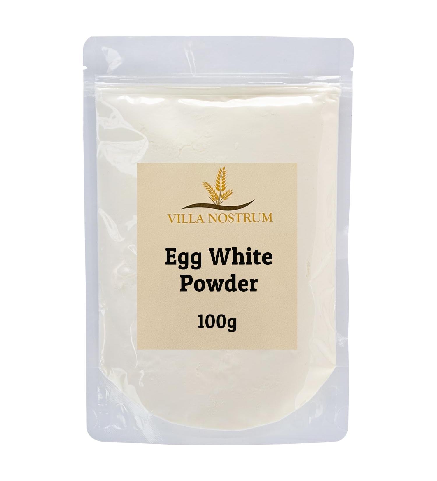 Dried Egg White Protein Powder 100g - Pasteurized 100% Non-GMO Just One Ingredient - Use in Baking - Make Whipped Egg Whites by Villa Nostrum