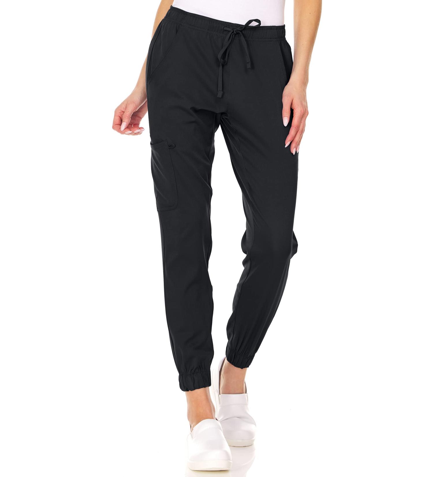 Mini Marilyn Scrub Joggers - 4-Way Stretch, Elastic Waistband, Large Black - Buy Online on GoSupps.com