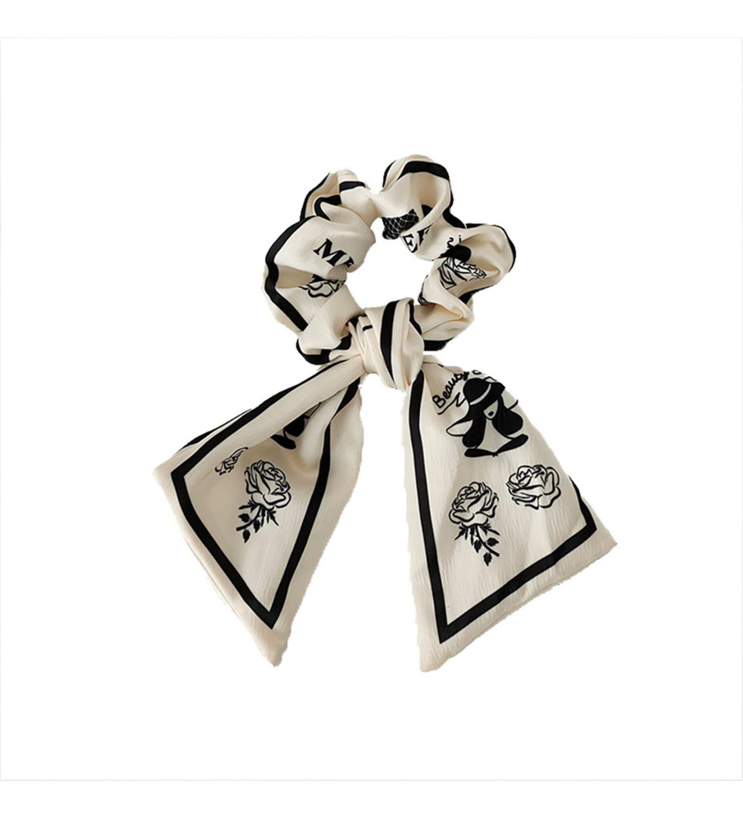 Women's Vintage Bow Hair Scrunchie - White Hair Tie Rope for Classic Style - Buy Online on GoSupps.com