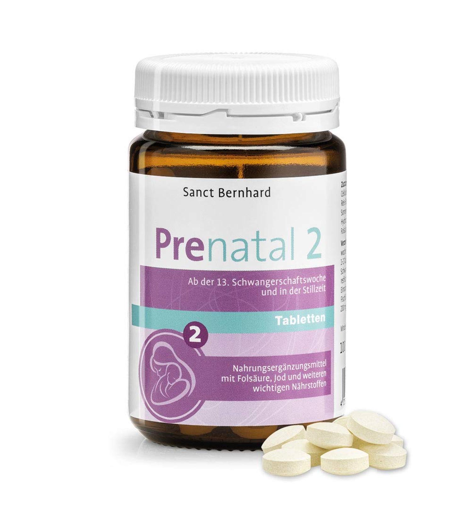 Sanct Bernhard Prenatal 2 tablets | Folic acid iodine calcium vitamin C zinc & vitamin B complex | 100 tablets
