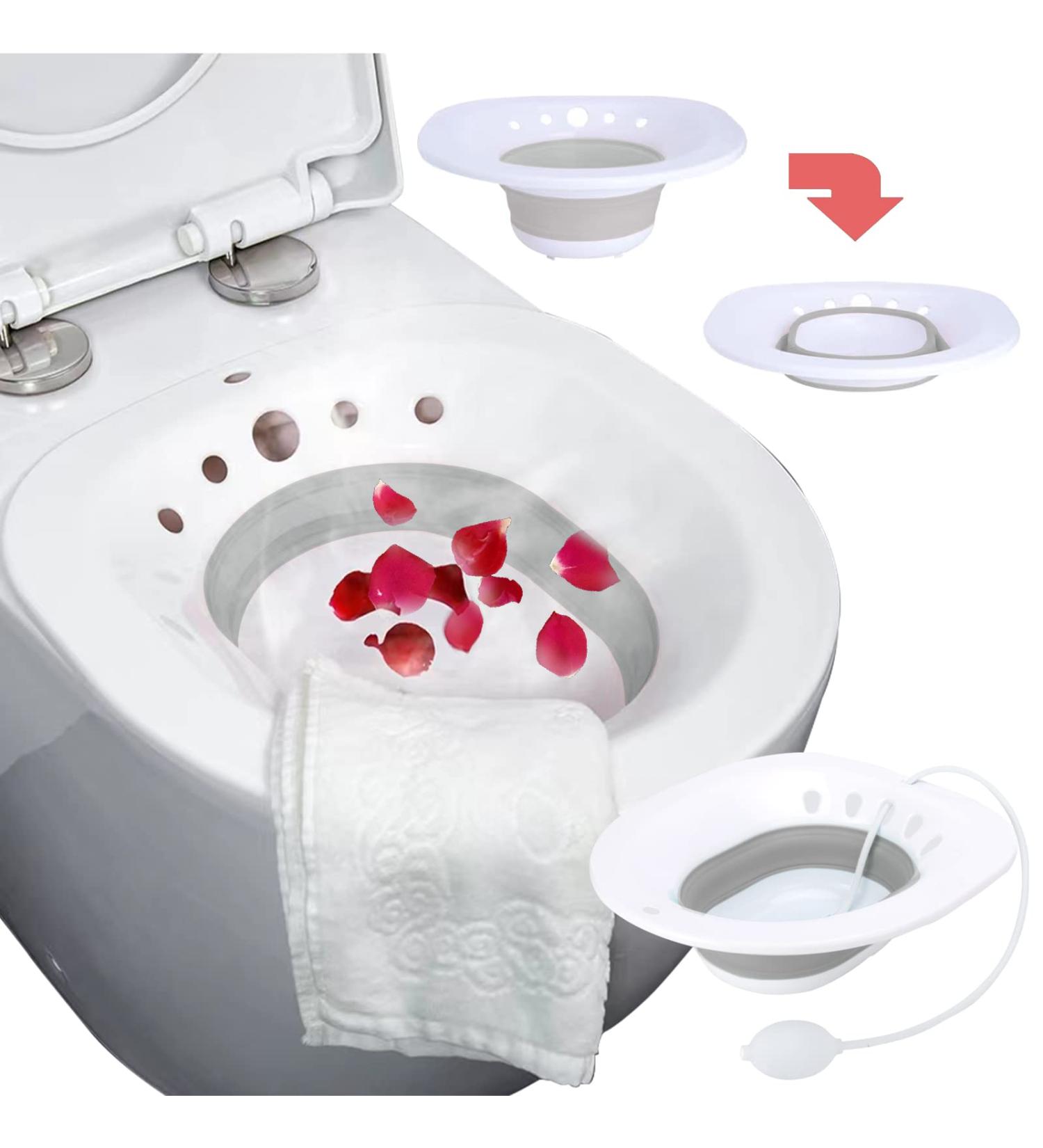 Foldable Squat-Free Sitz Bath for Hemorrhoid & Postpartum Care - Grey/White - Buy Online on GoSupps.com