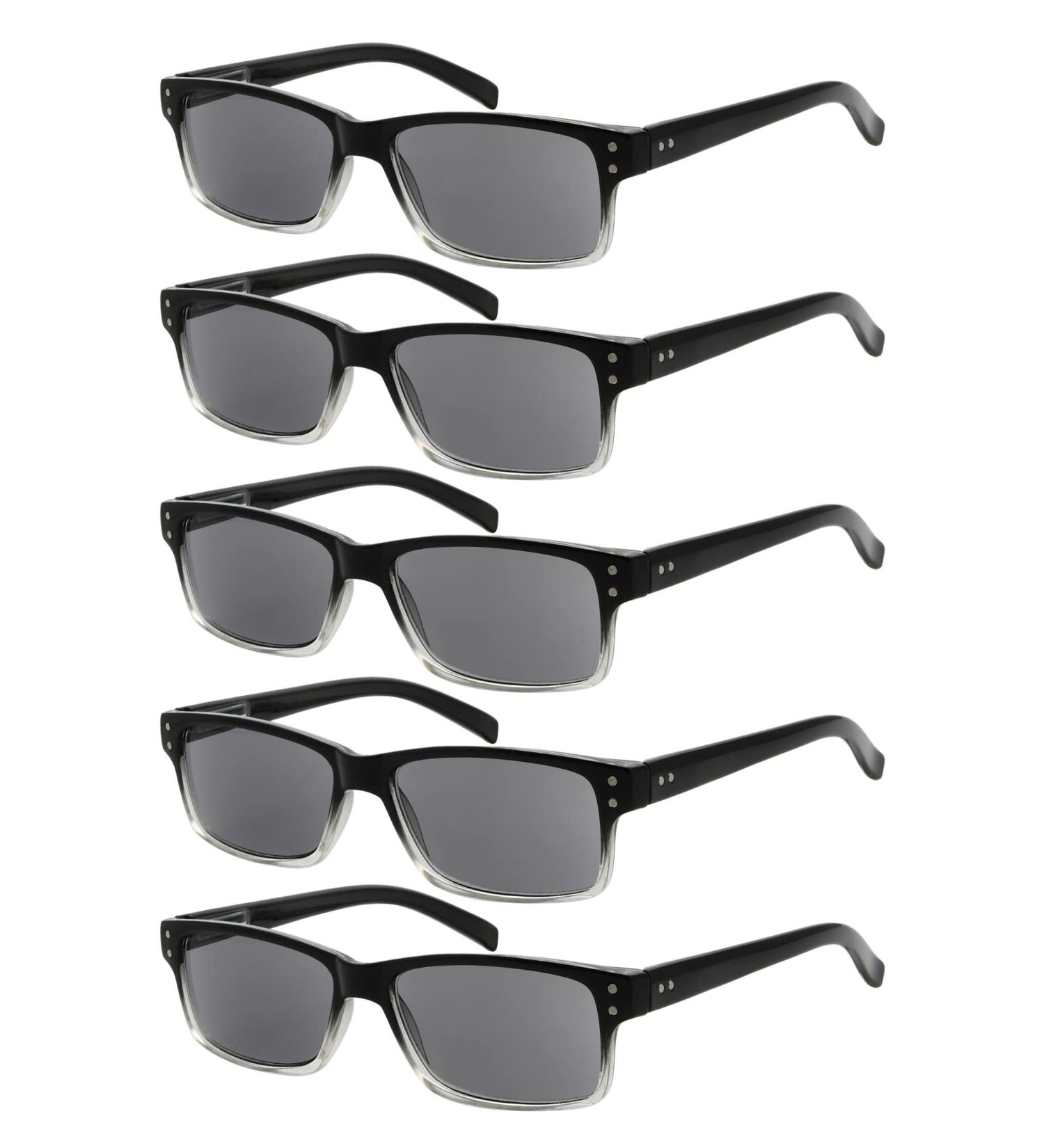 Eyekepper 5-Pack Classic Spring Hinge Reading Glasses - All Grey Lenses | Sun Reading Glasses 0.0 Diopters - International Shipping Available - Buy Online on GoSupps.com