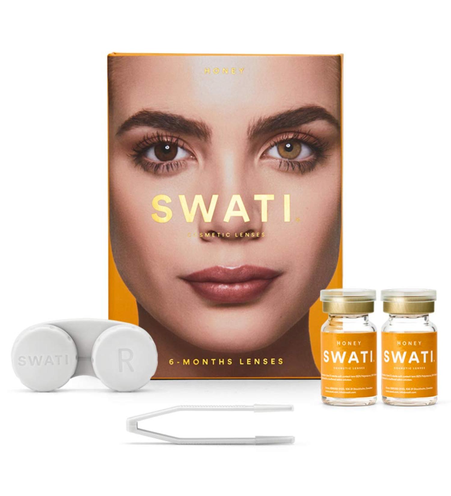Swati Cosmetics Honey (Hazel) Colored Contact Lenses - 6 Month Wear 0.0 Diopters Naturally Looking International Shipping - Buy Online on GoSupps.com