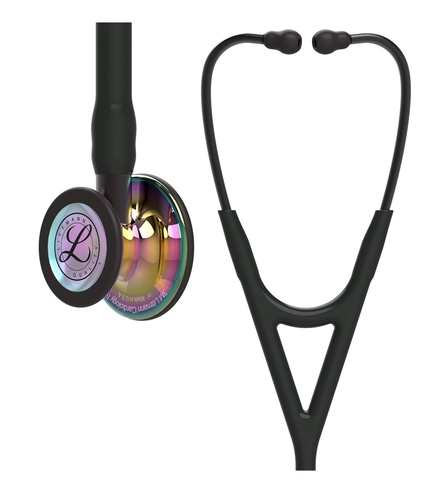 3M Littmann Cardiology IV Stethoscope High Polish Rainbow Finish - Black Tube Smoke Stem, 27 inch - Buy Online on GoSupps.com