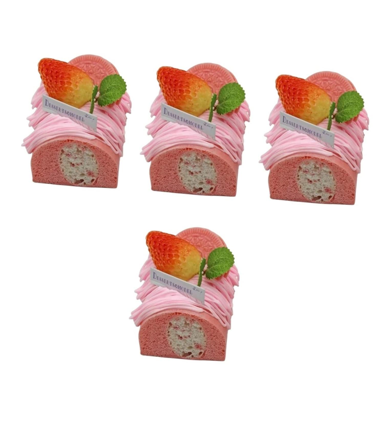 Vaguelly 4pcs Simulation Cake Model Household Products Pu Pink Food Play 6.5X6.5CMx4pcs 1 - Buy Online on GoSupps.com