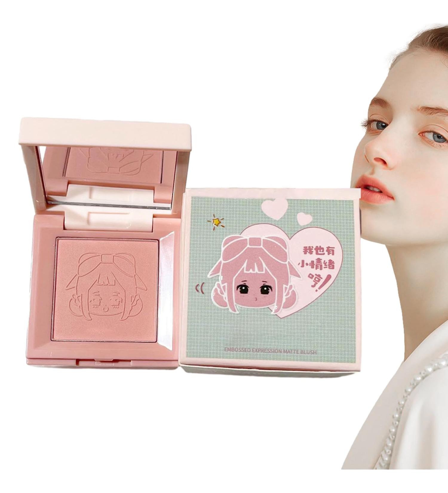 Blush Powder | 4-in-1 Matte Blush Palette for Cheeks - Cute Girl Emoticon Creamy & Blendable Color Face BlushesLong-Lasting All-Day Face Enhancing Makeup Color - Buy Online on GoSupps.com