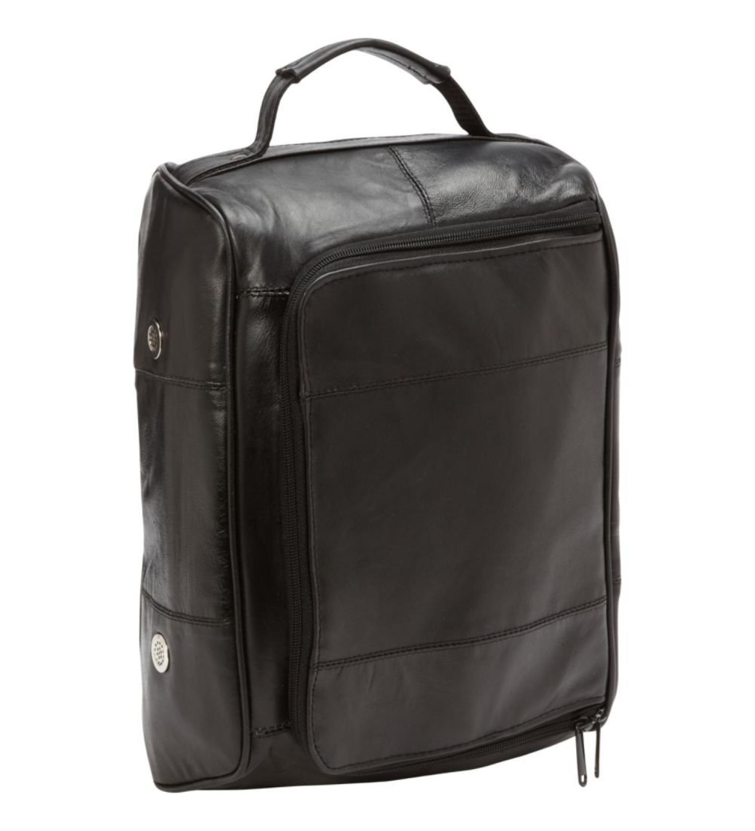 Bellino Leather Golf Shoe Bag, Black