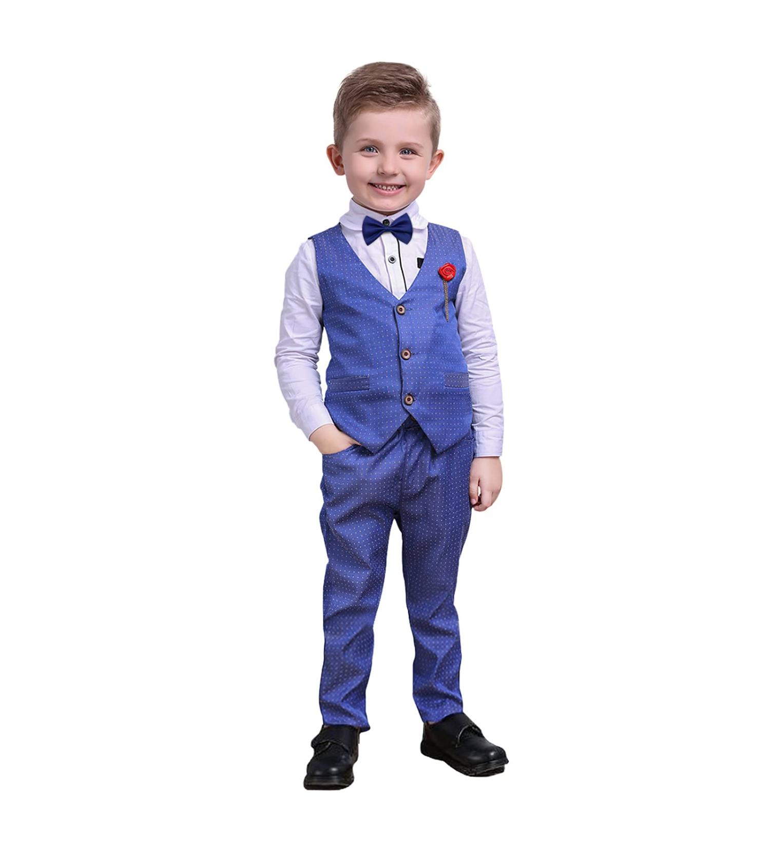 Nwada Boys 4pcs Gentleman Suits Set | Kids Wedding Outfit | Blue 4-5 Years - Buy Online on GoSupps.com