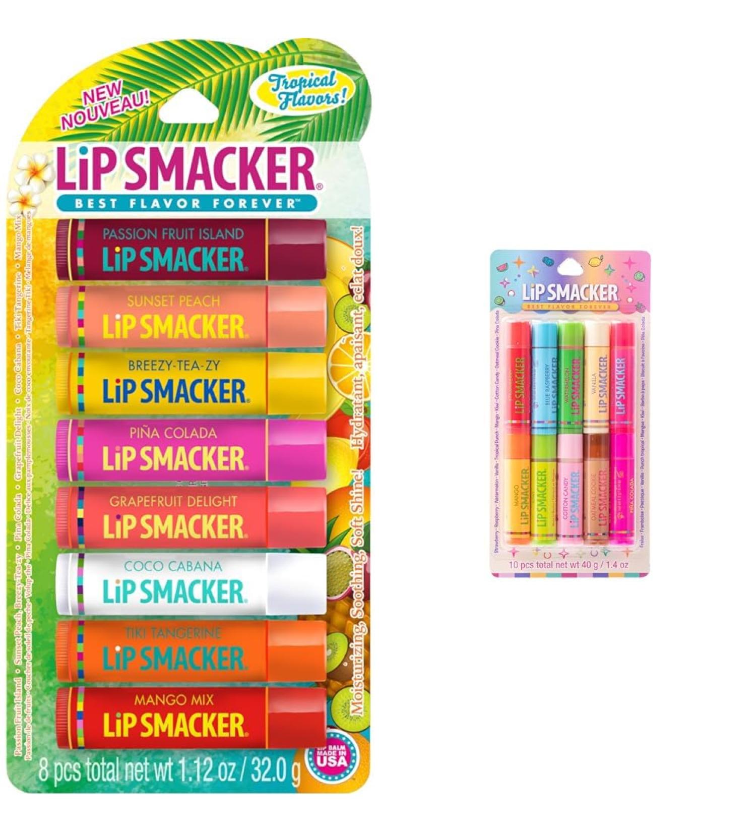 Lip Smacker Flavored Lip Balm Tropic Fever Pack of 8 and Original & Best Party Pack - 10 Moisturizing Lip Balms - Buy Online on GoSupps.com