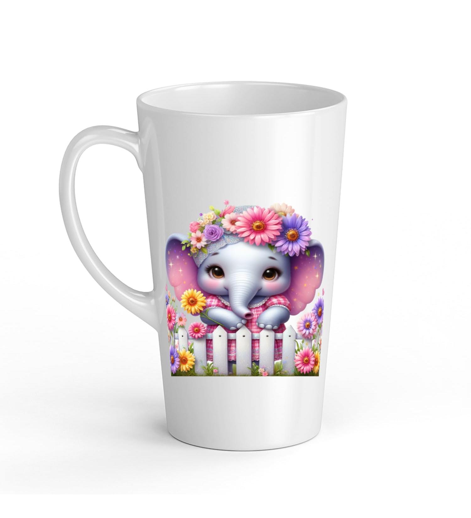White Ceramic Baby Elephant Mug - Large 483 ml Perfect for Hot Chocolate or Milk Fun and Easy to Use