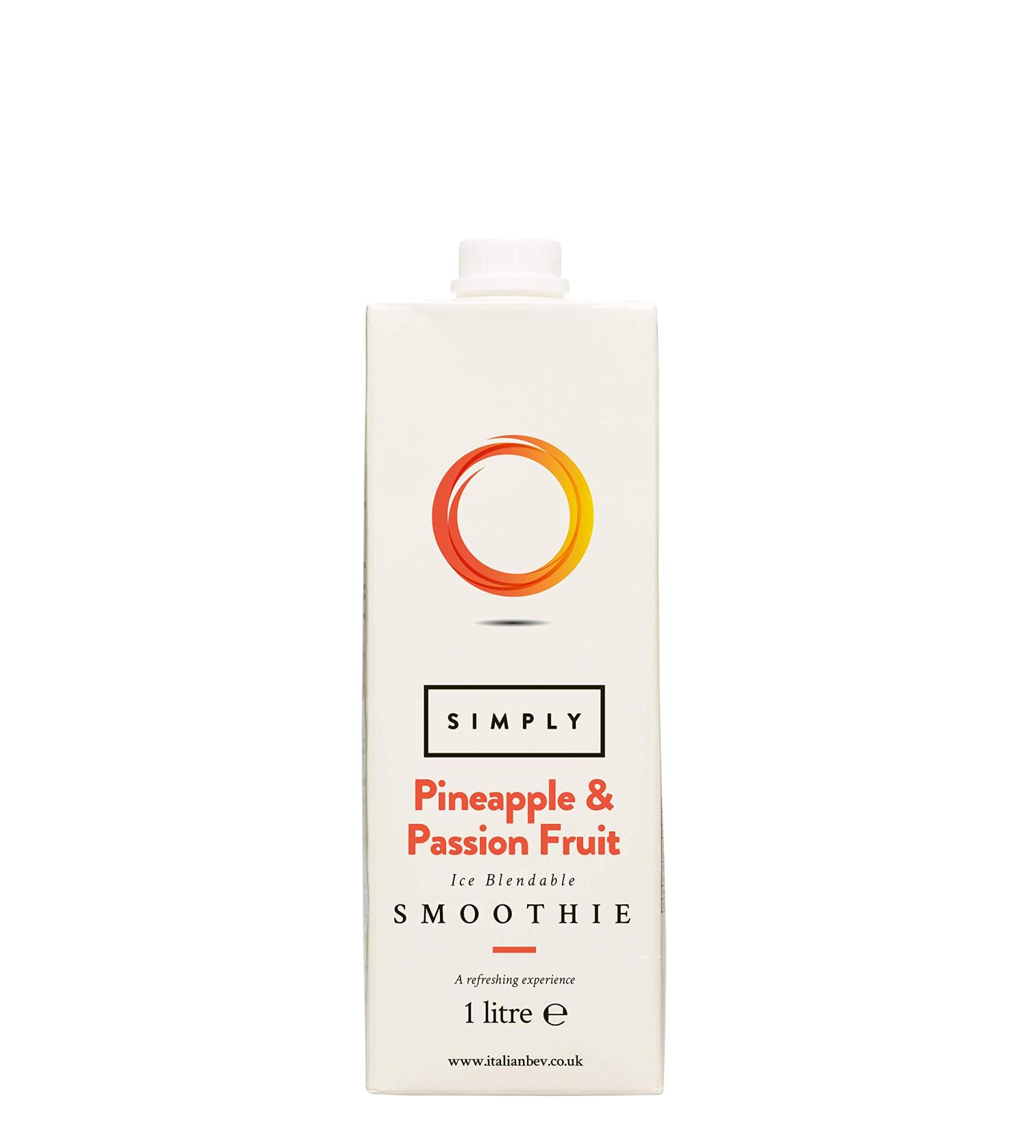 Simply Pineapple and Passion Fruit Smoothie Vegan Blendable Concentrated Smoothie Mix Made with Real Fruit Puree (1 Litre) - Buy Online on GoSupps.com