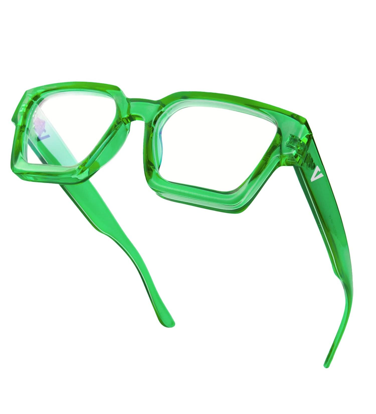 River Basil Green Blue Light Blocking Glasses for Women Men - Rectangle Chic Preppy Look, MultiColor Frame - Buy Online on GoSupps.com
