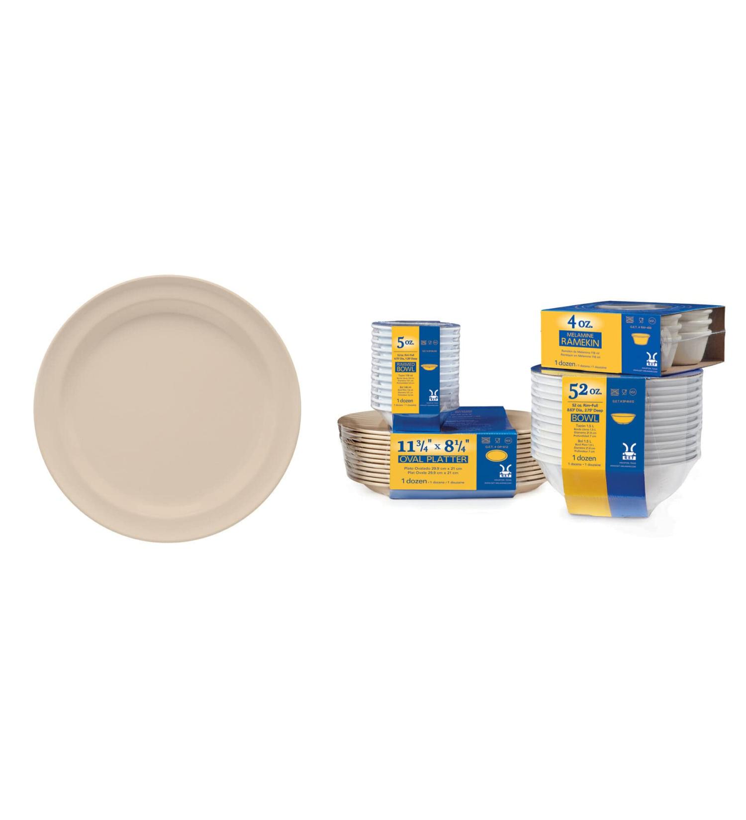 G.E.T. Enterprises SP-DP-508-T Tan 8" Round Plate, Melamine (Pack of 12)