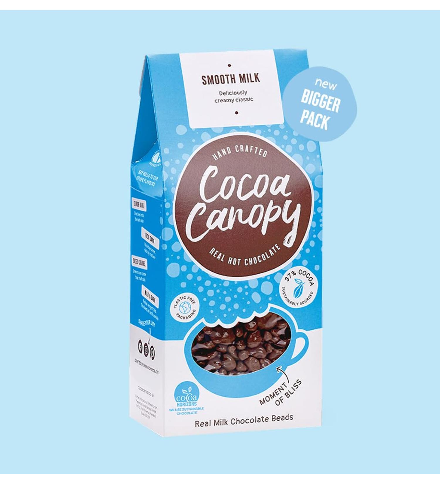 Cocoa Canopy Hot Chocolate - 37% Smooth Milk - Luxury hot chocolate chocolate beads | Bigger Pack 450g (Approx 18 servings) - Buy Online on GoSupps.com