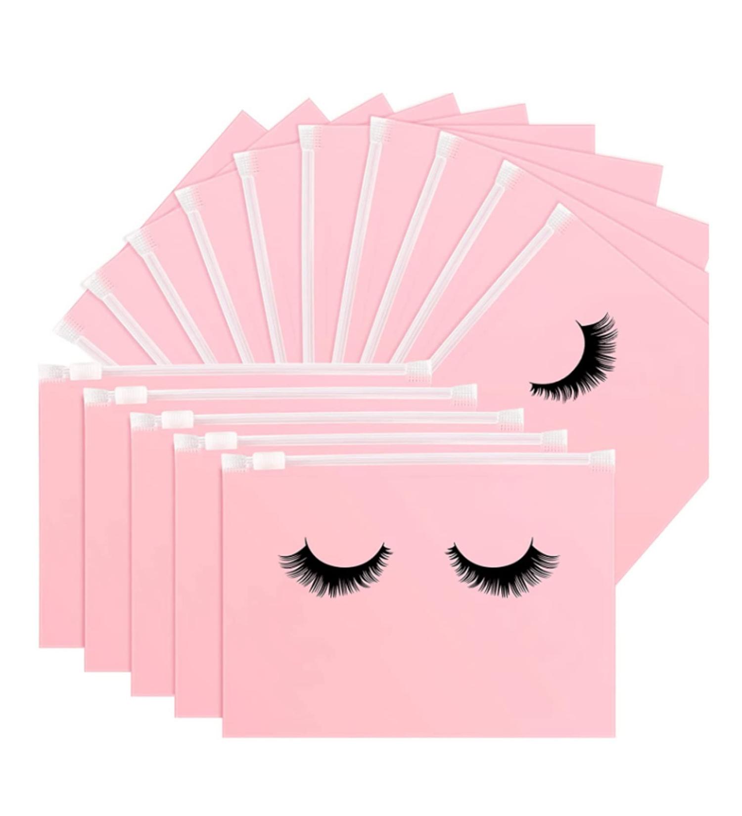 Qseenlnoy 50 Pieces Eyelash Bags Lash Bags for Aftercare Bags Eyelash Makeup Bags with Zipper for Women (Pink 6X4 Inch) - Buy Online on GoSupps.com