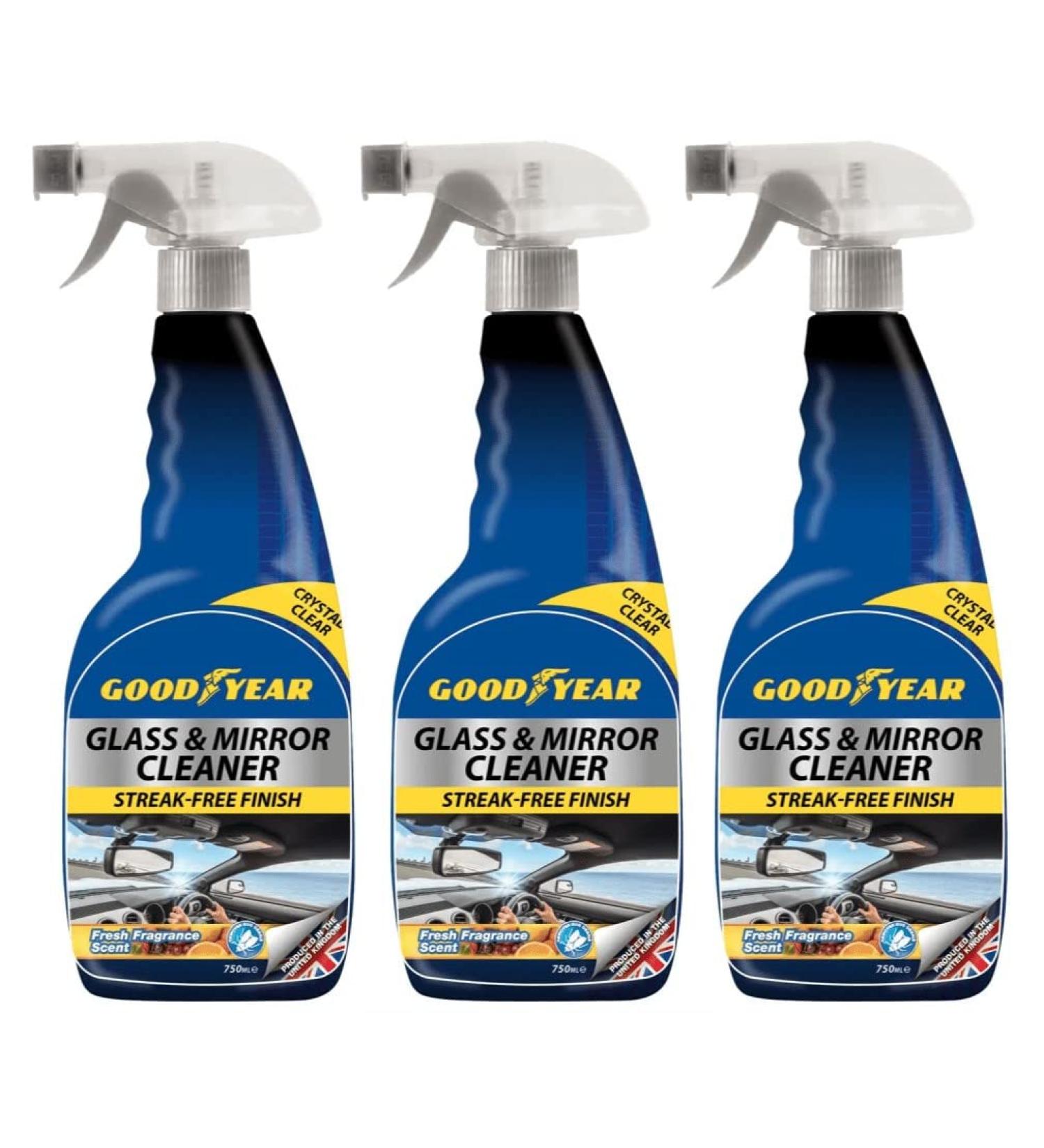 3 x 750ml Glass & Mirror Cleaner For A Streak-Free Finish Leaves Window Crystal Clear