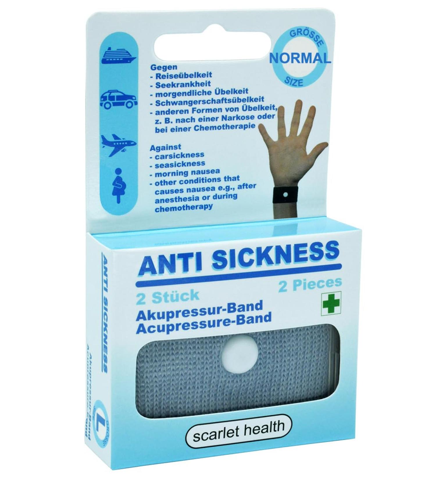 Scarlet Health Acupressure Band Sea | Nausea & Seasickness Relief for Adults & Children | 1 Pair with 2 Elastic Straps (Red) | International Shipping Available - Buy Online on GoSupps.com