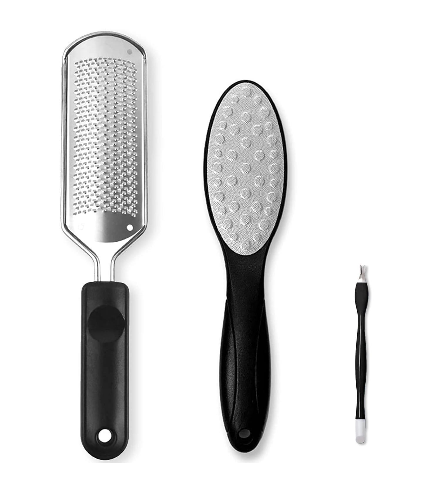 Pedicure foot care set corneahobel Foot files stainless steel foot grated and double-sided footfish removed with ergonomic handle ... black