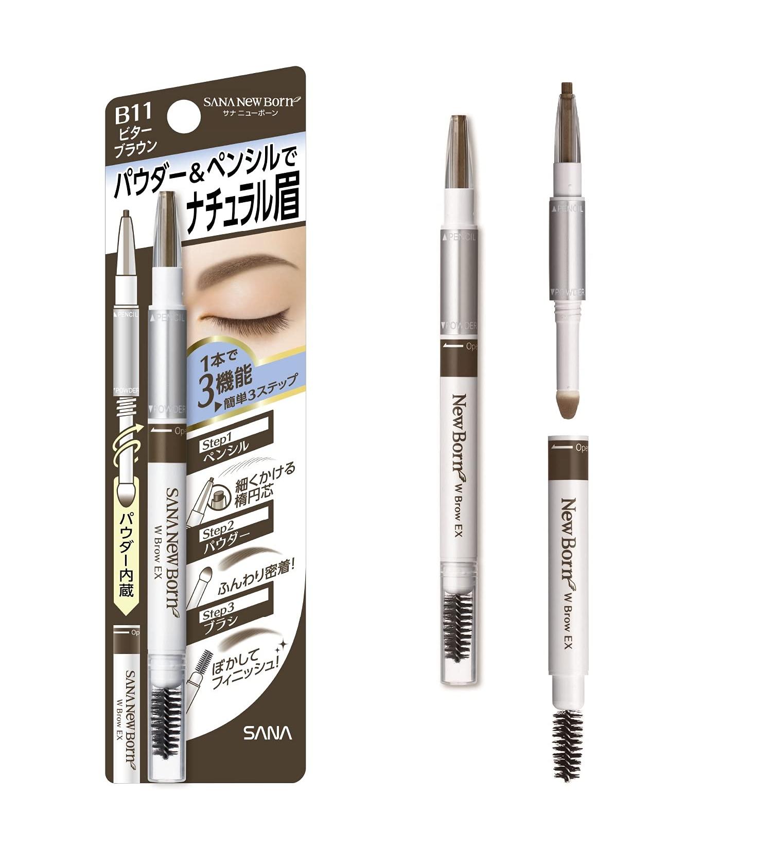 Sana Newborn Eyebrow Mascara & Pencil - Brow Ex N B11 Bitter Brown - Buy Online on GoSupps.com