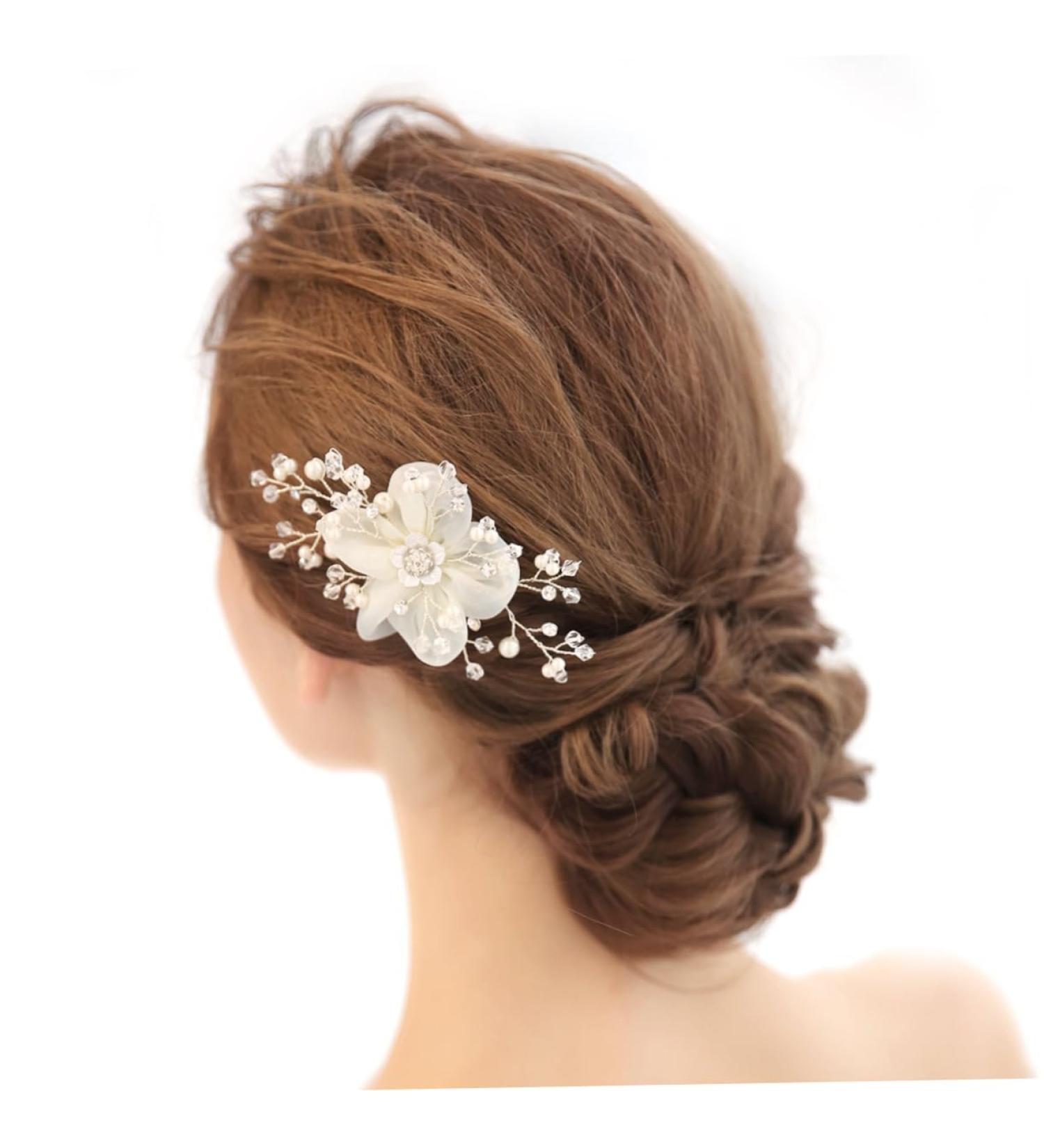 Angoily Tiara Bridal Hair Comb Wedding Hair Comb Decor Hair Comb Crystal Hair Comb Flower Head Pearl Bride - Buy Online on GoSupps.com