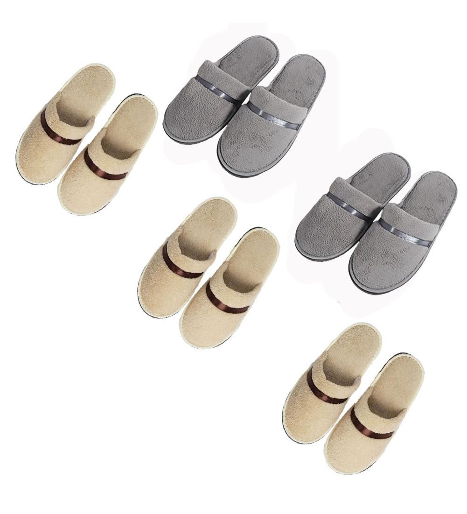 Buy Tianmao 5 Pairs Coral Fleece Hotel Slippers | Universal Size 28.5x11cm | Ideal for Spa Parties & Travel - Buy Online on GoSupps.com