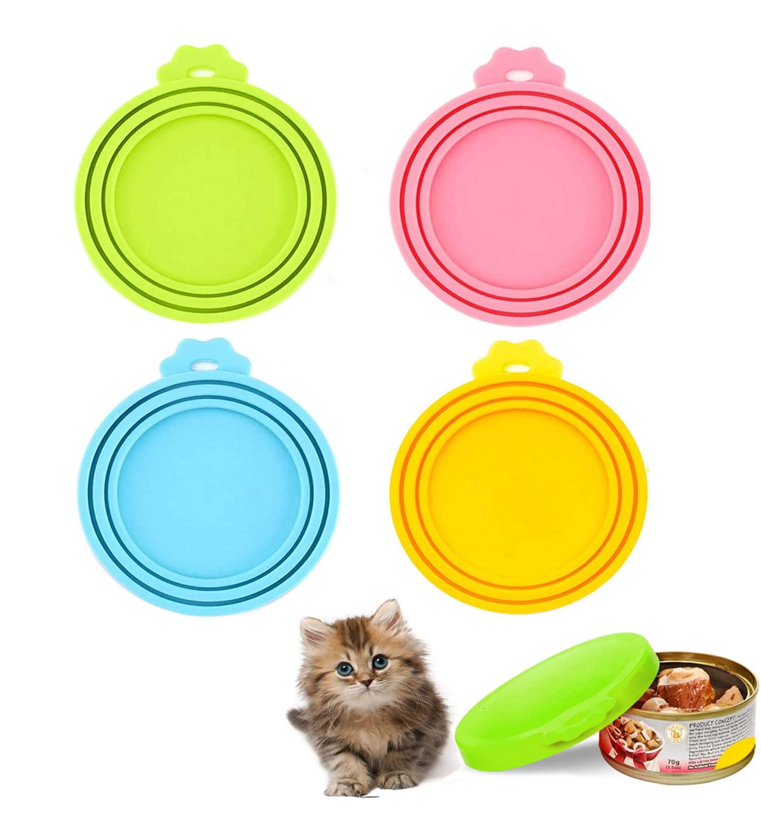 4 PCS Tin Can Lids for Pet Food Cover Silicone Tins Lid Cat Food Storage Cans Sealer Universal Size Cap for Pets Food Toppers Lids 4 Colors - Buy Online on GoSupps.com