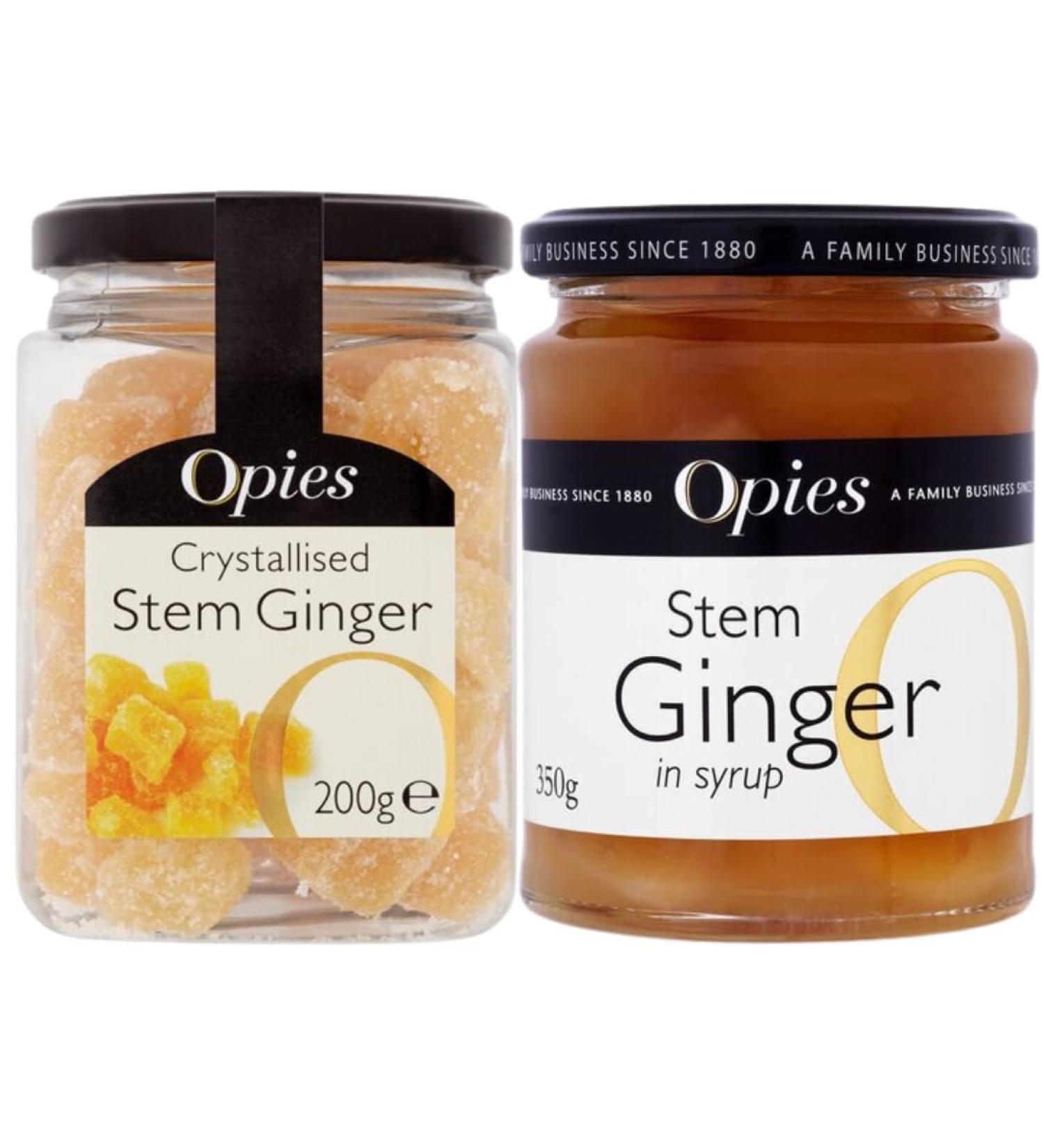 Ginger Bundle with Opies Crystallised Stem Ginger 200g with Opies Stem Ginger in Syrup 350g (2 Pack) - Buy Online on GoSupps.com