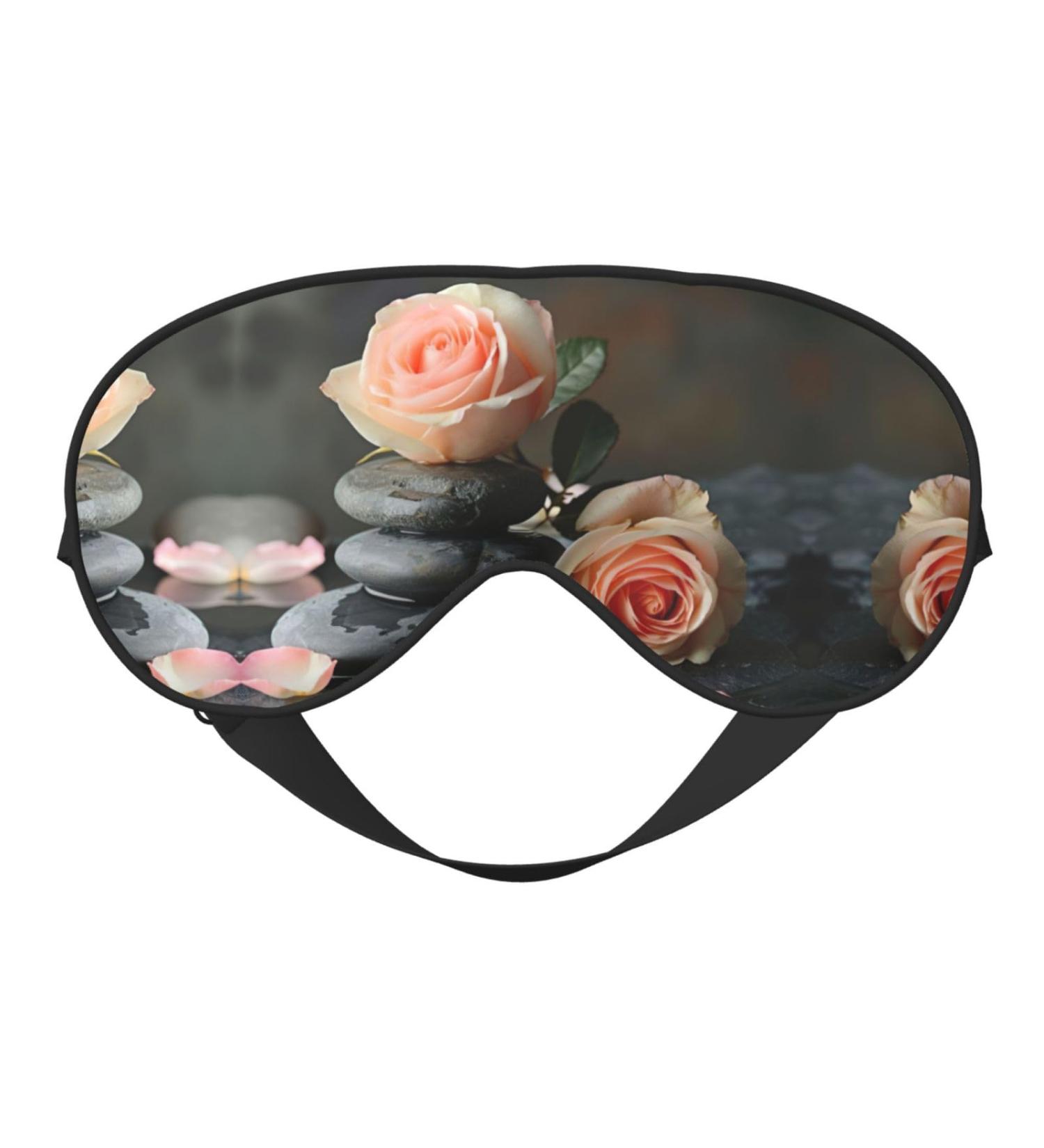 Buy Spa Stone & Rose Flowers Print Unisex Sleep Mask | Double-Sided Eye Mask for Sound Sleep & Skin Care International Shipping Available - Buy Online on GoSupps.com