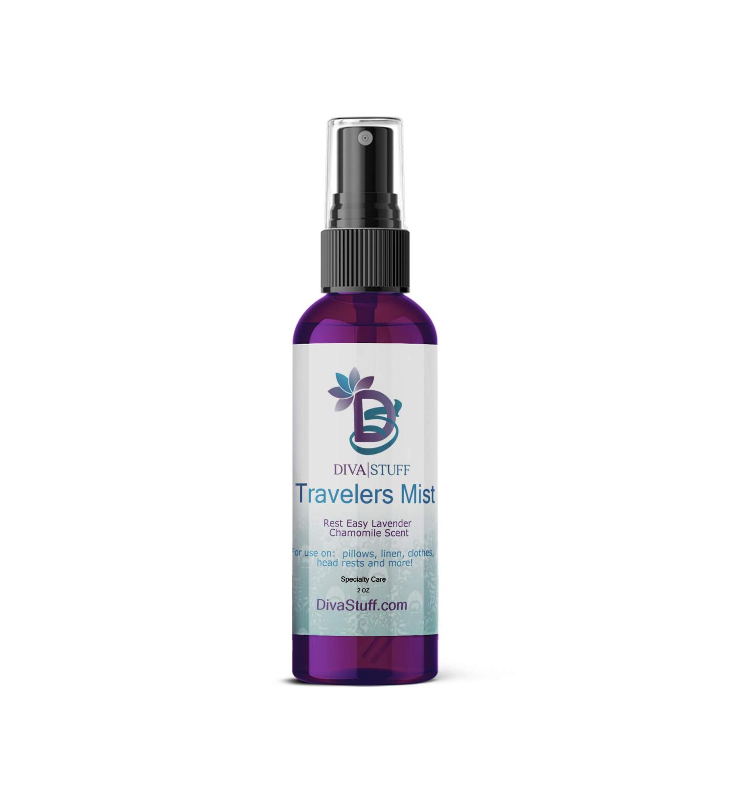 Diva Stuff Travelers Mist - Clear Skin & Acne Protection, Pillow & Sheet Cleanser, Relaxing Aromatherapy Spray - Lavender & Chamomile, 2oz, Made in USA - Buy Online on GoSupps.com