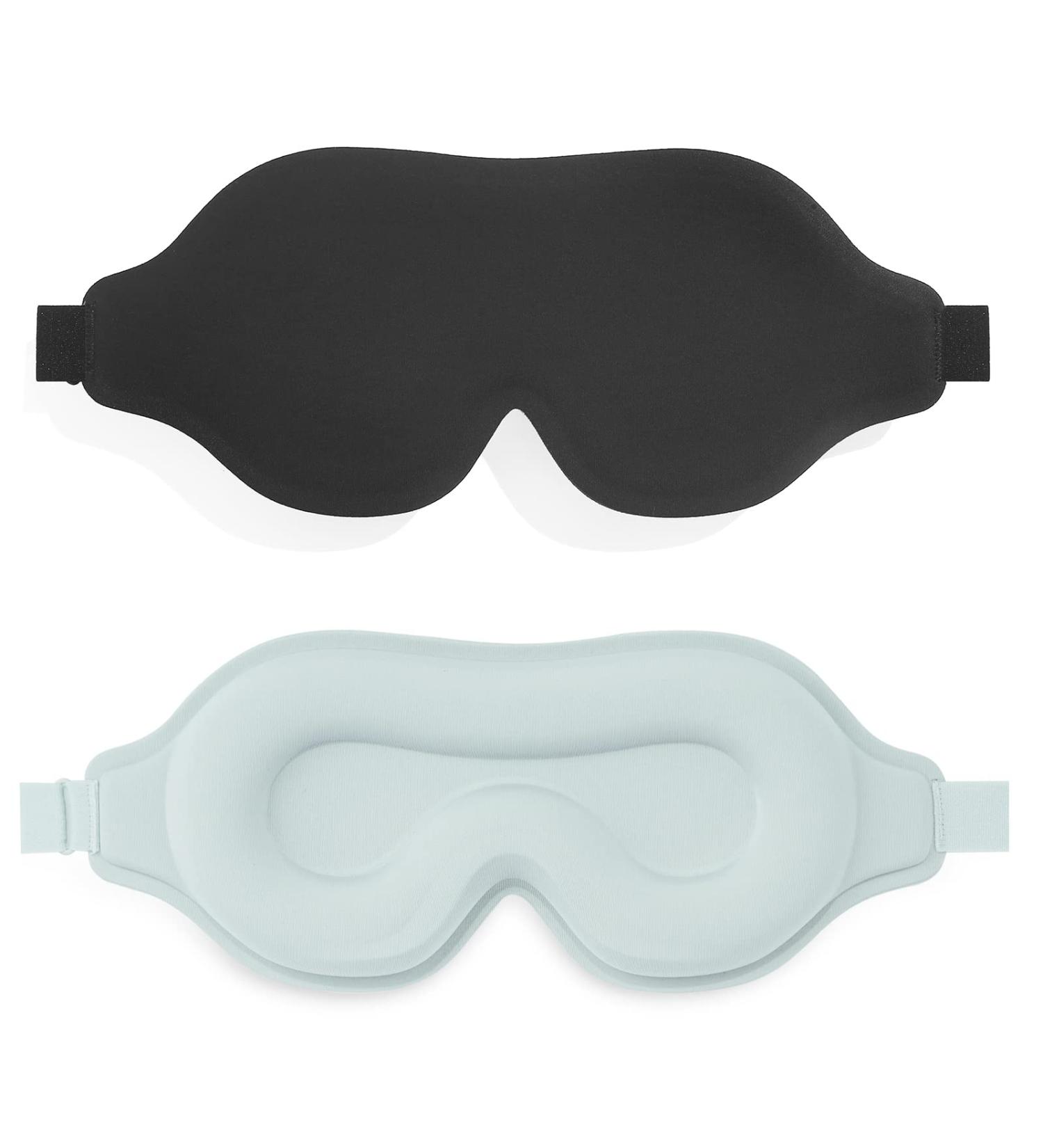 2 Pack 3D Contoured Sleep Mask for Men and Women - 100% Light Blockout, Adjustable Strap - Ideal for Travel, Shift Work - Black/Grey - Buy Online on GoSupps.com